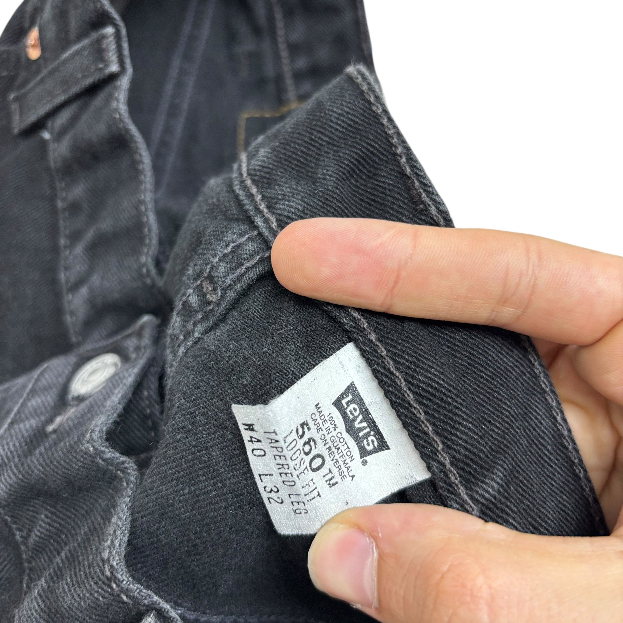 Levis 560 Jeans W40 L32 Mens Black Relaxed Tapered Fit Vintage Denim (E)
