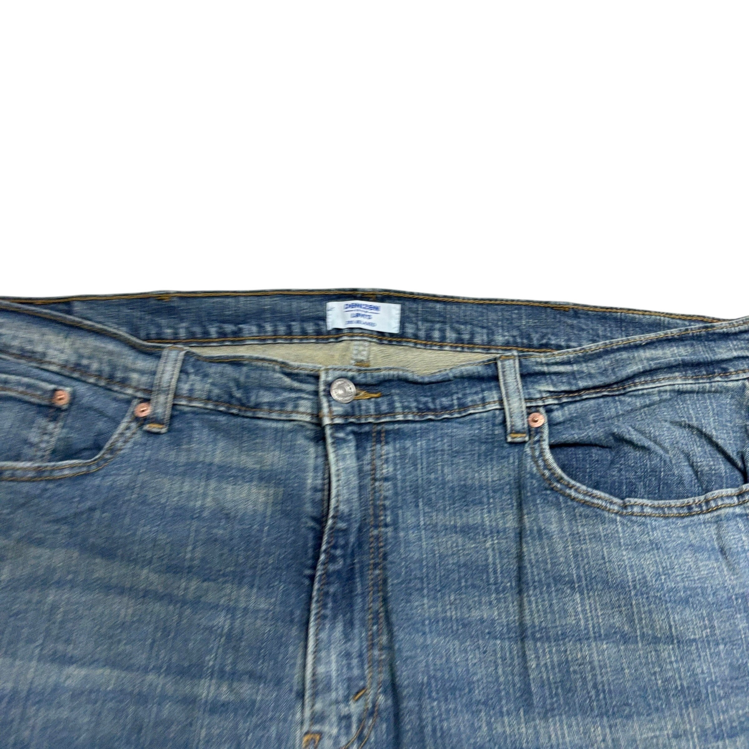 Levis Denizen Jeans W42 L30 Mens Mid Blue Relaxed Straight Stretch Denim (E)