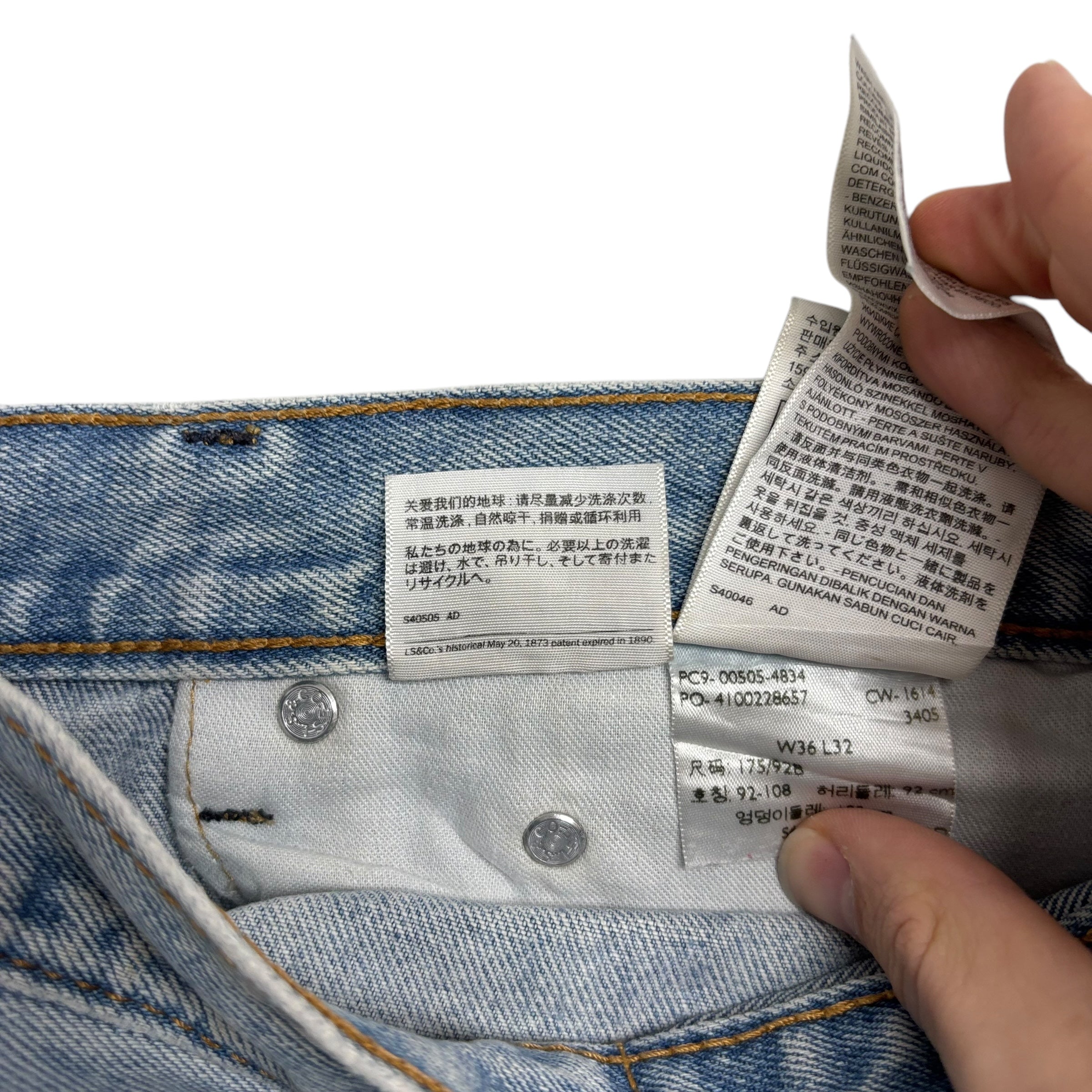 Levis 505 Jeans W36 L32 Mens Light Blue Regular Straight Fit Denim