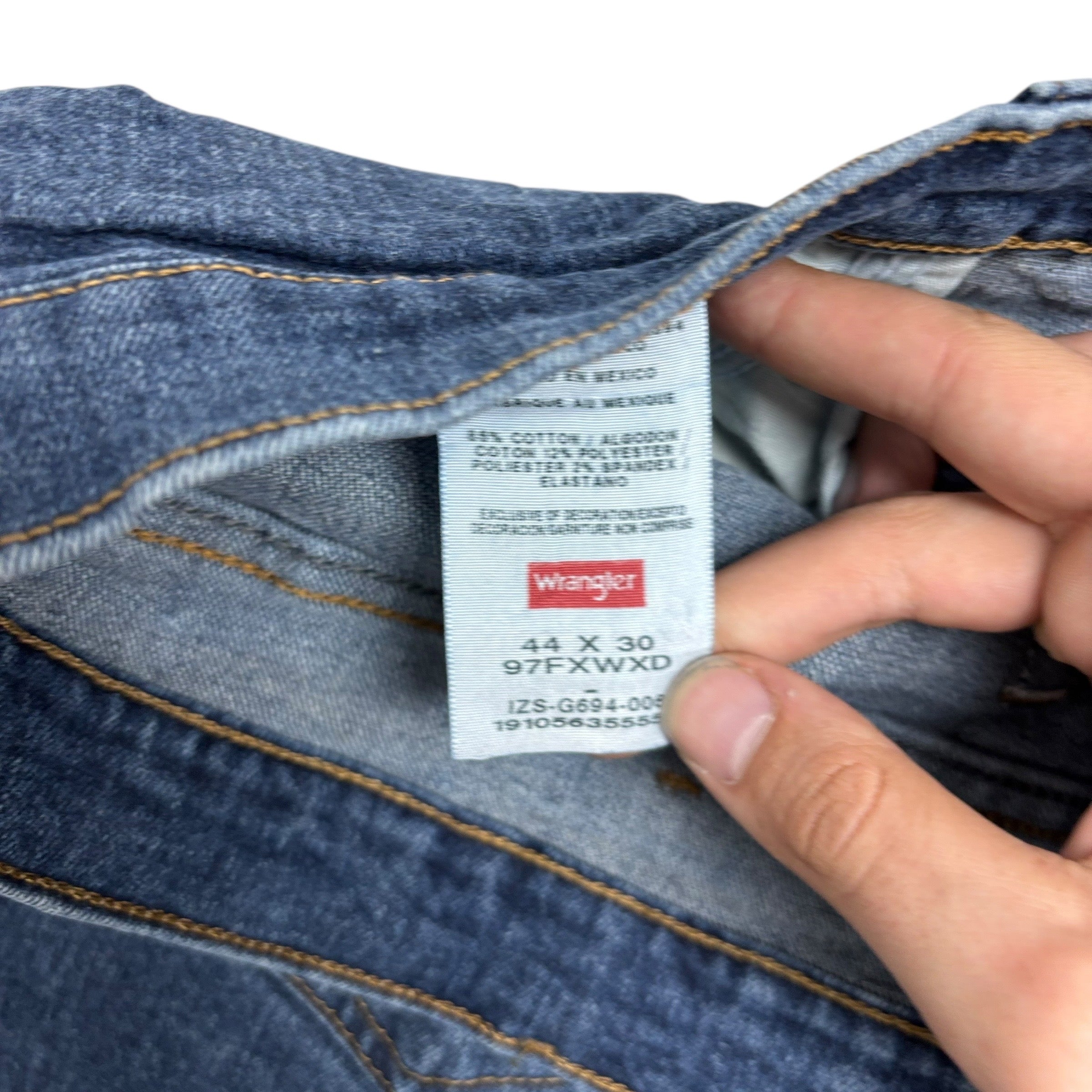 Wrangler Jeans W44 L30 Mens Mid Blue Relaxed Straight Fit Stretch Denim (E)