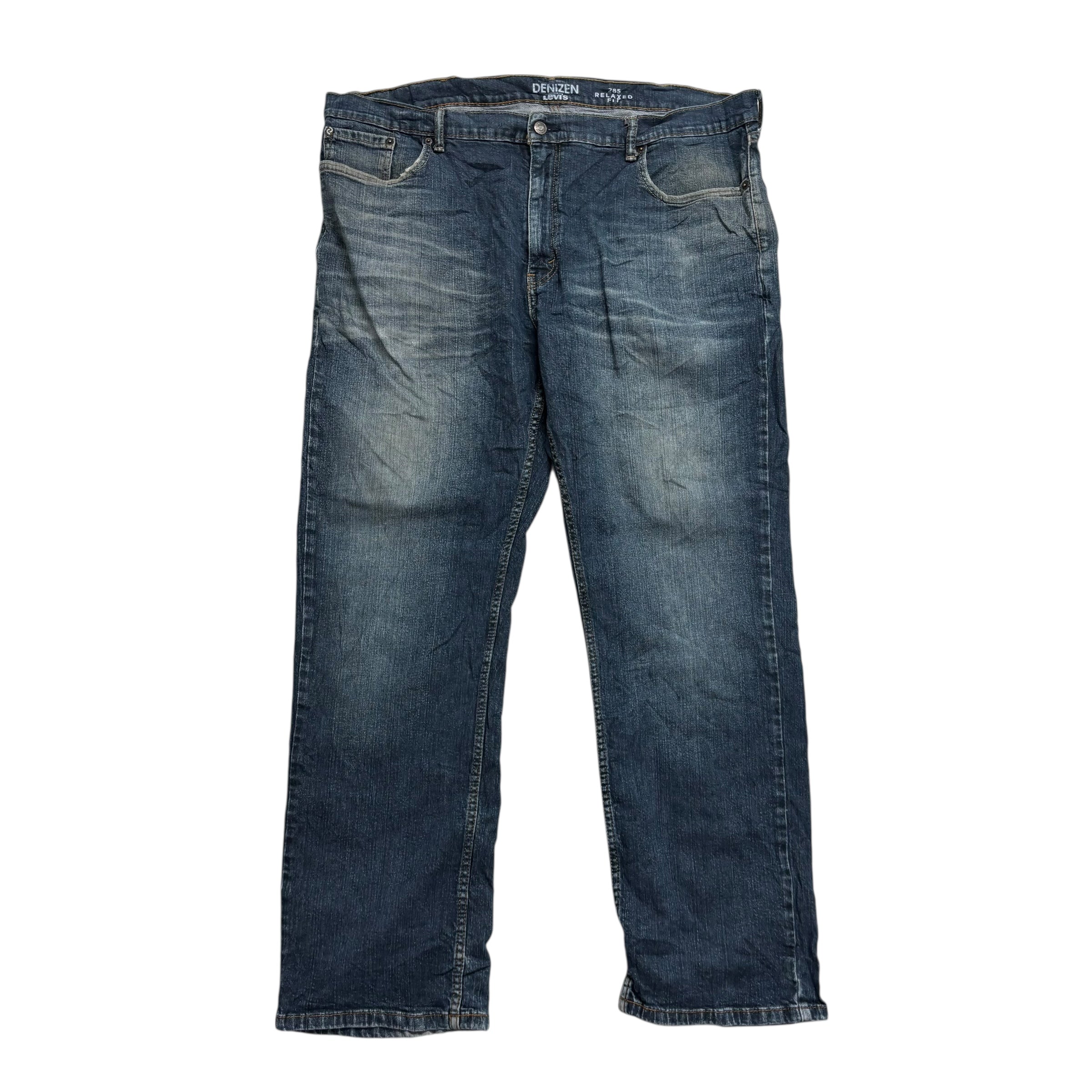Levis Denizen Jeans W42 L32 Mens Dark Blue Relaxed Straight Stretch Denim (F)