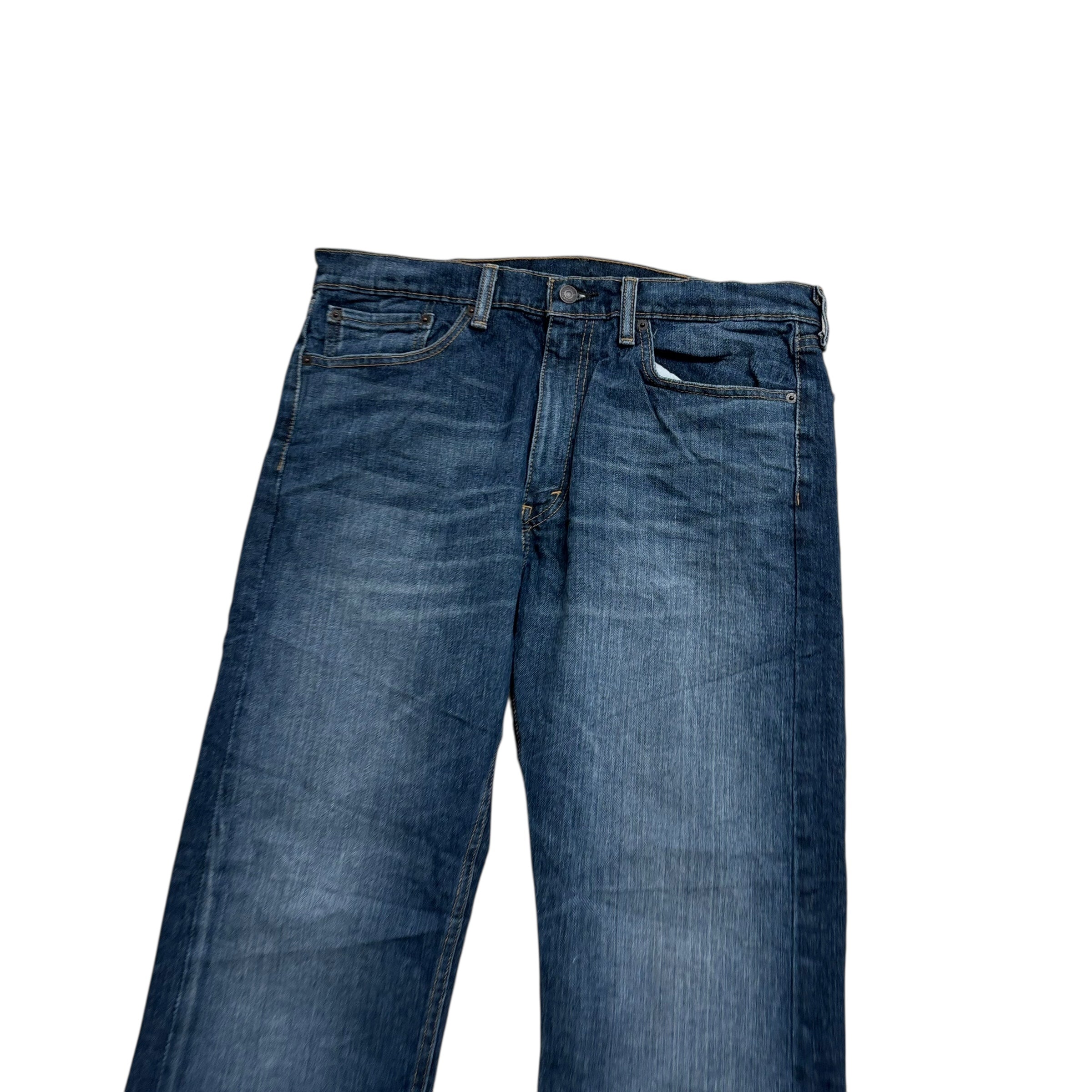 Levis 505 Jeans W36 L30 Mens Dark Blue Regular Straight Fit Stretch Denim (E)