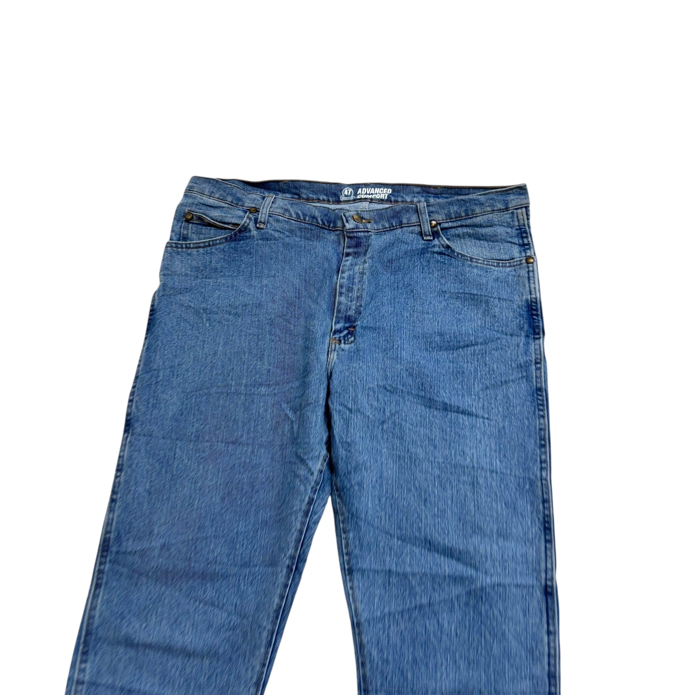 Wrangler Jeans Cowboy Cut W42 L30 Mens Mid Blue Advanced Comfort Regular Stretch