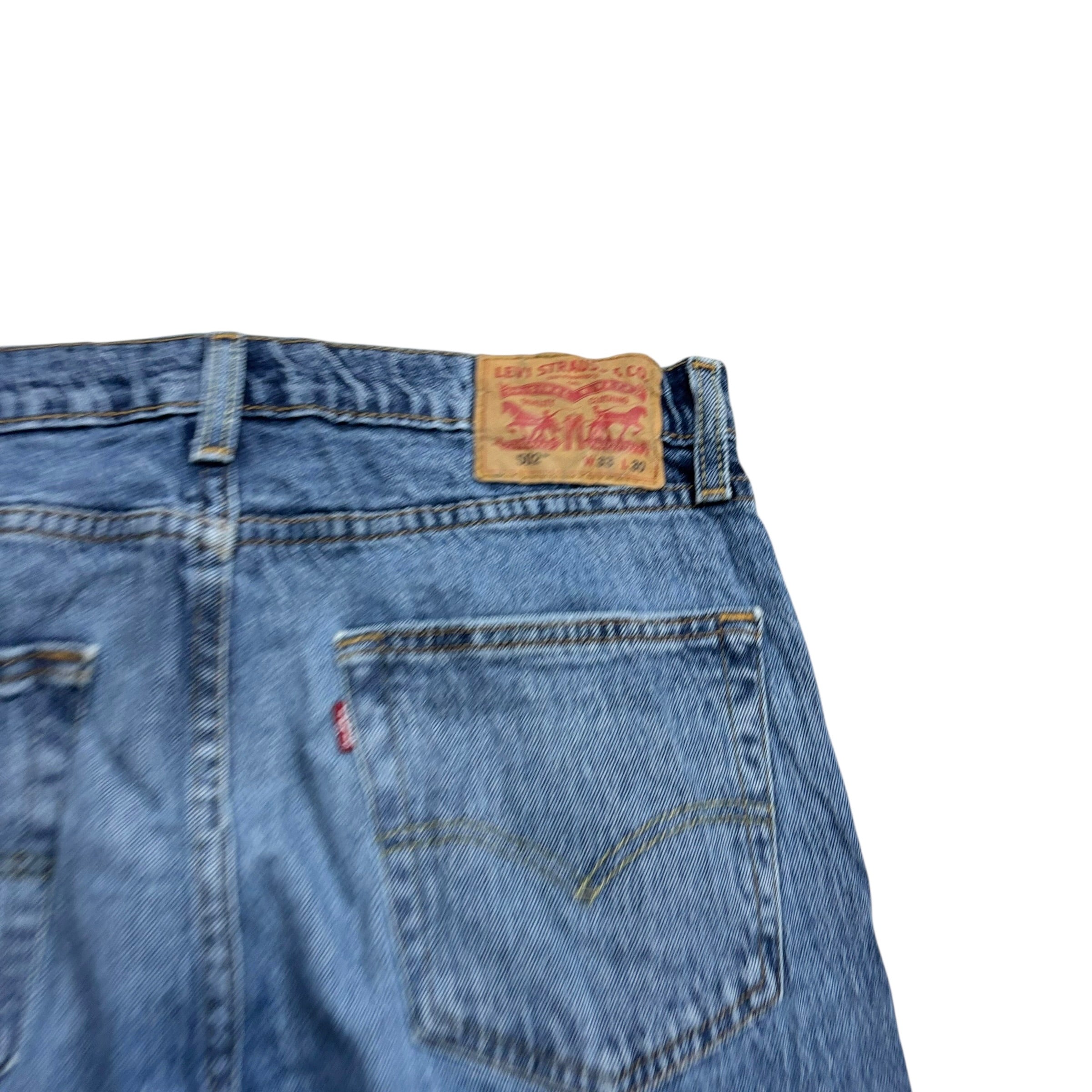 Levis 502 Jeans W33 L29 Mens Mid Blue Regular Tapered Fit Stretch Distressed