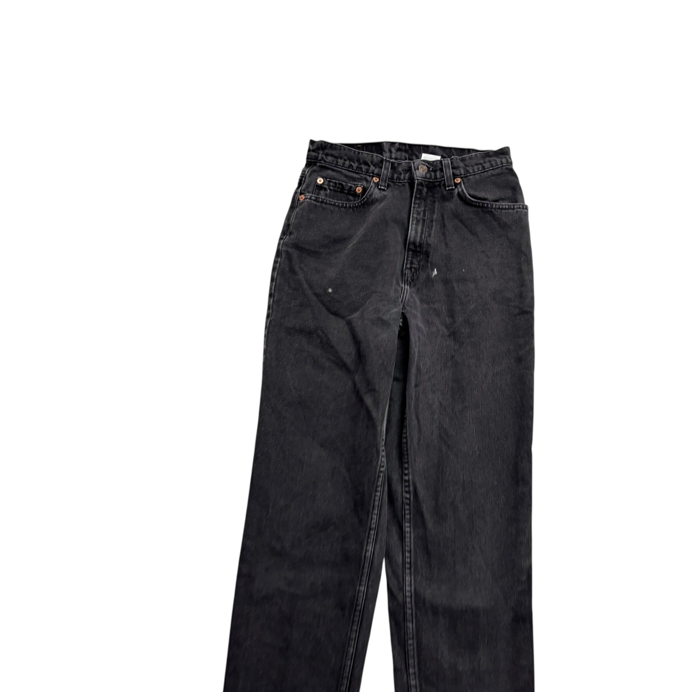 Levis 521 Jeans W26 L30 Womens Black Regular Tapered Fit Vintage Denim