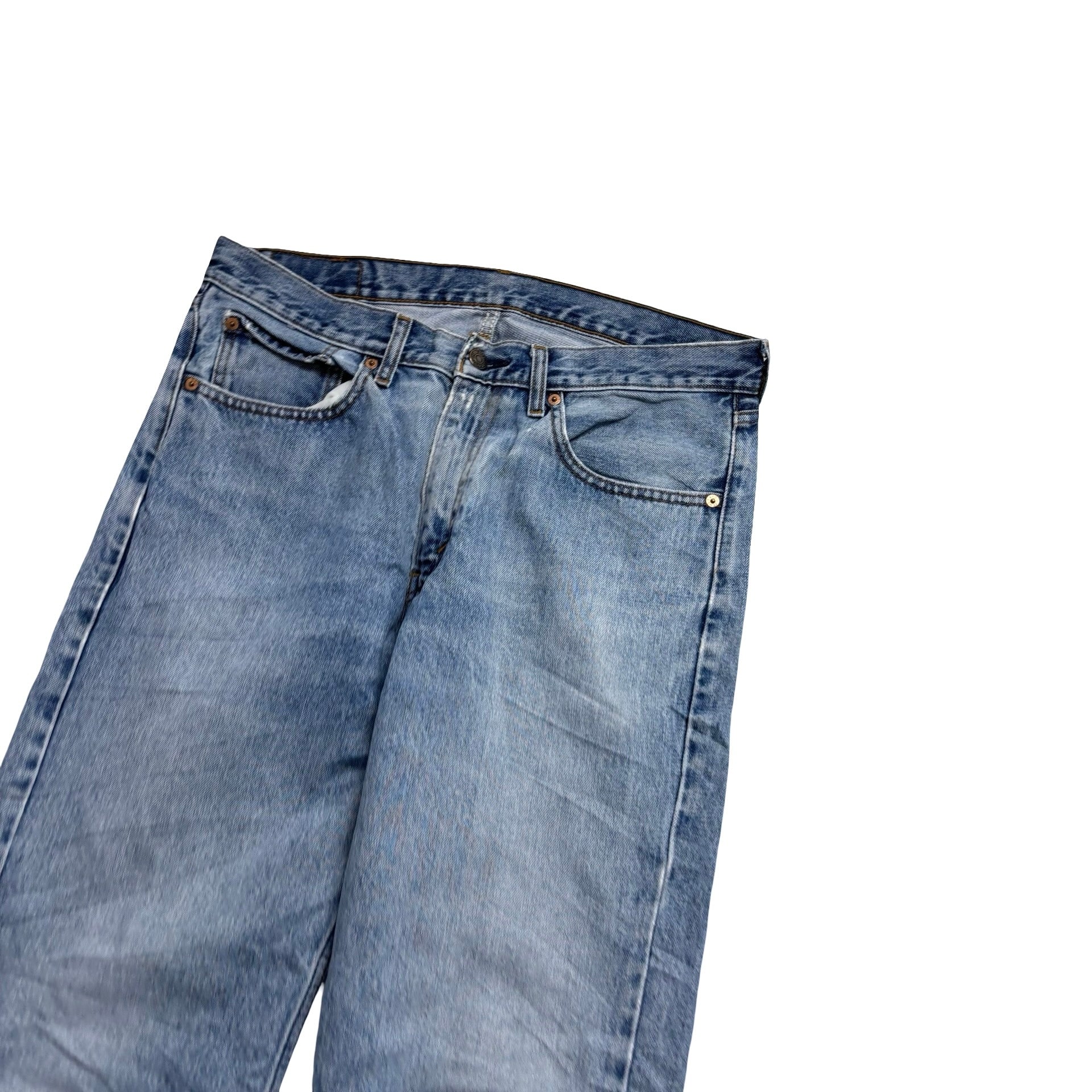 Levis 751 Jeans W34 L32 Mens Light Blue Regular Straight Fit Vintage Distressed