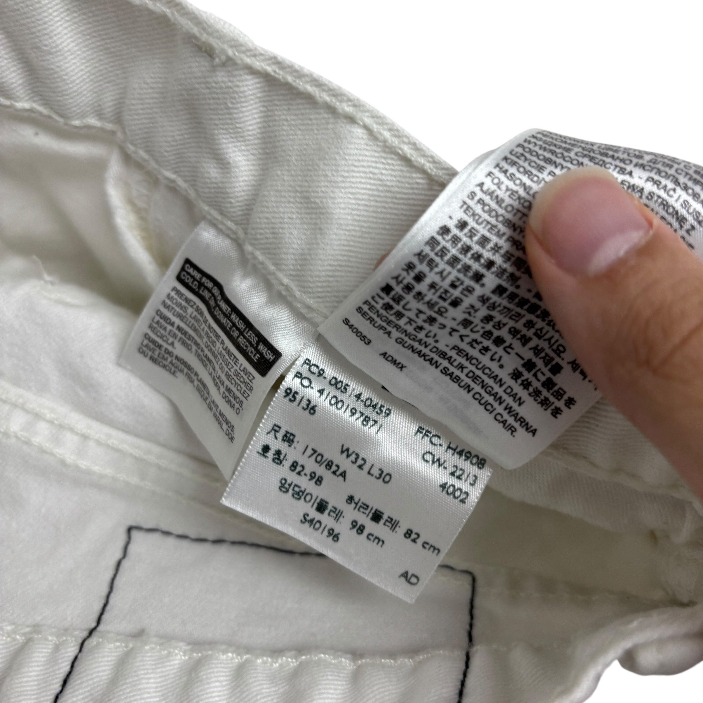 Levis 514 Jeans W32 L30 Mens White Regular Straight Fit Stretch Denim