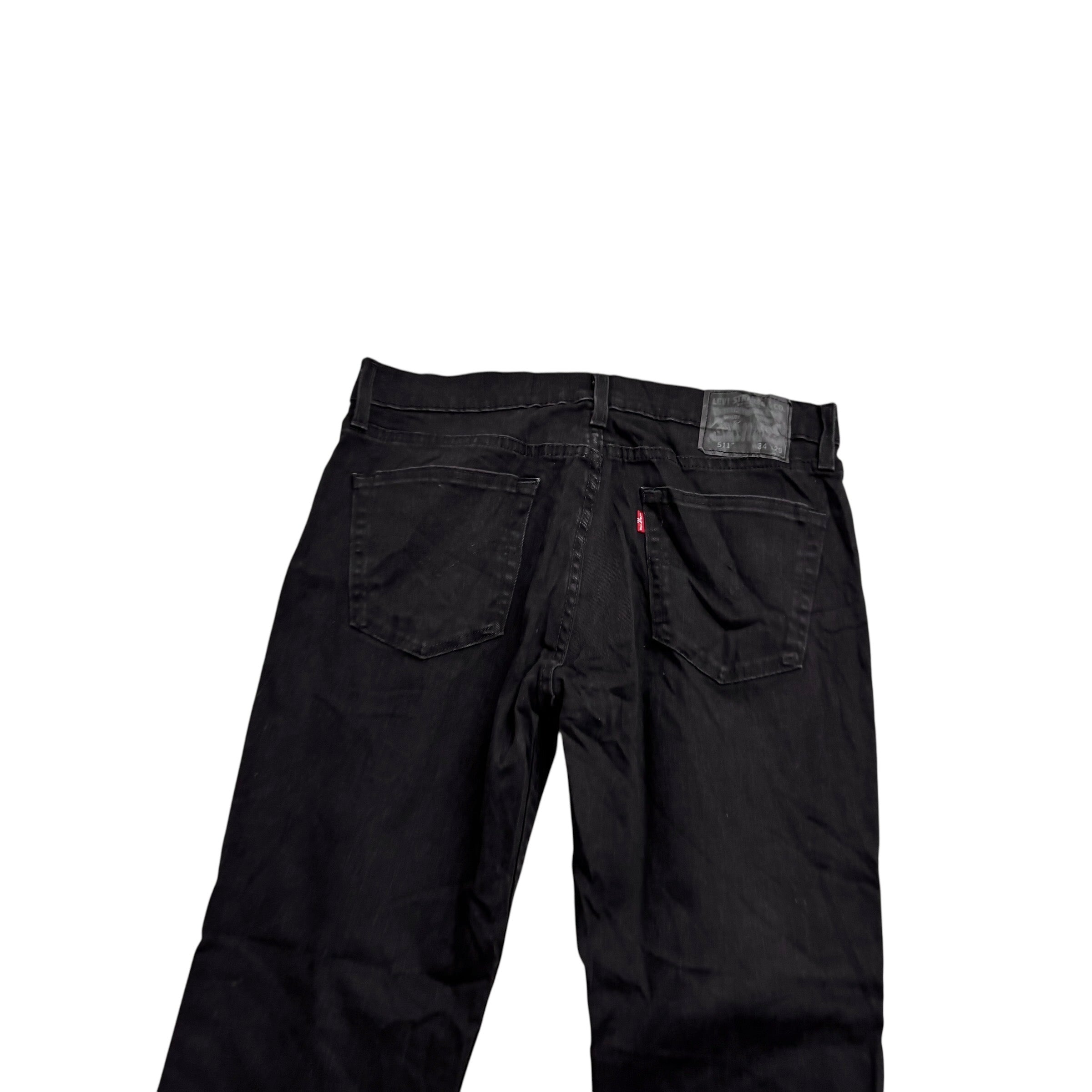 Levis 511 Jeans W34 L29 Mens Black Slim Fit Stretch Denim (E)