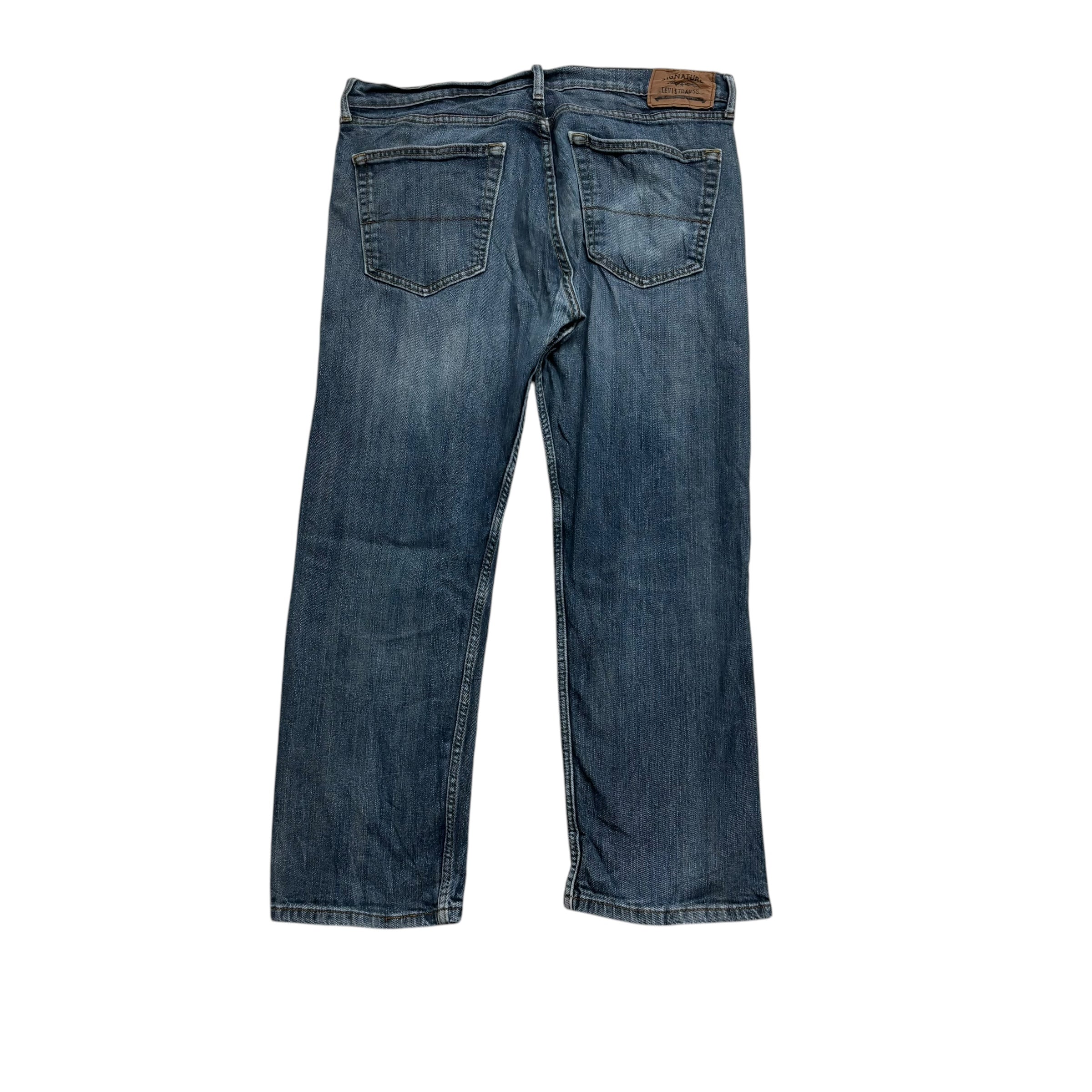 Levis Signature Jeans W36 L28 Mens Mid Blue Regular Straight Fit Stretch Denim