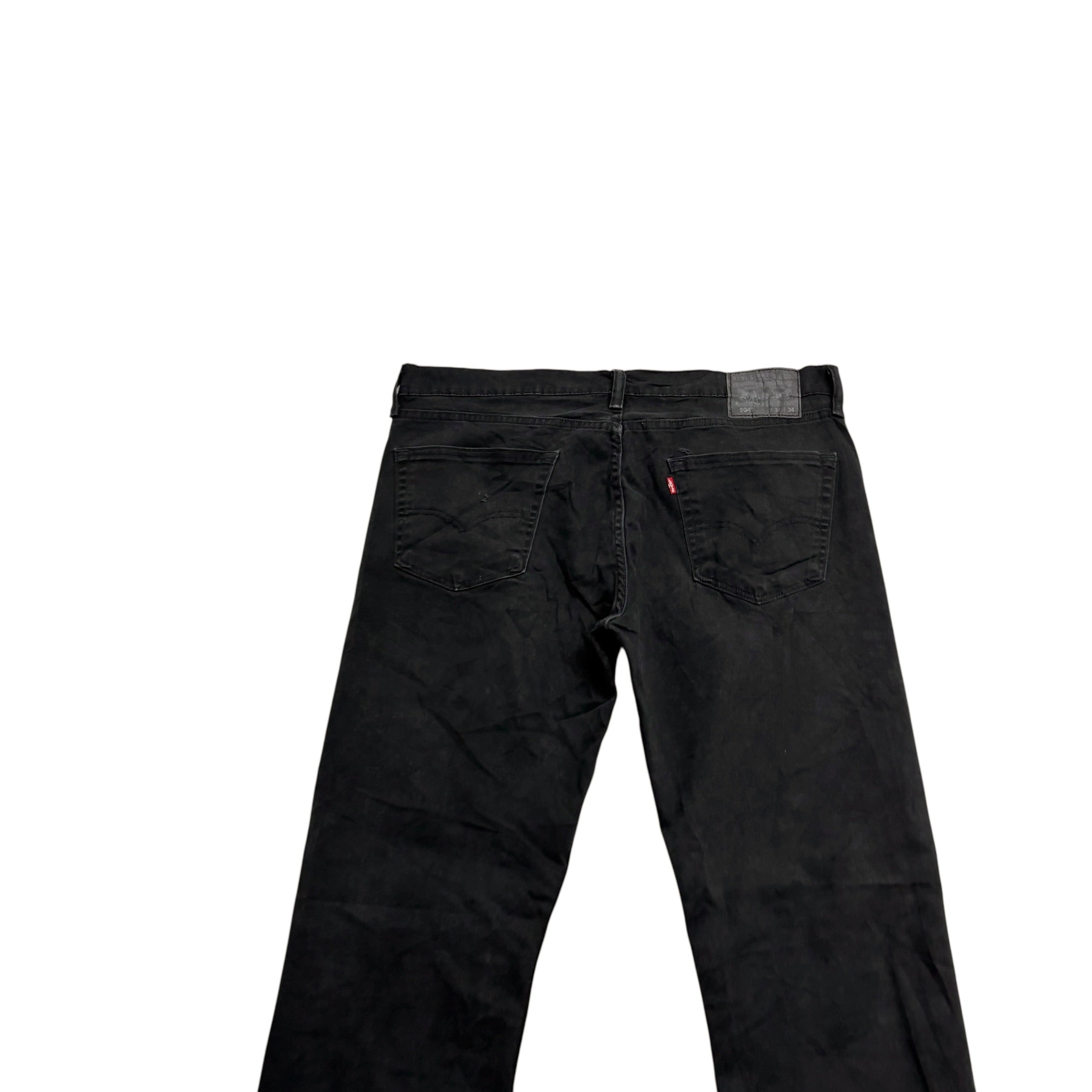 Levis 504 Jeans W36 L34 Mens Black Regular Straight Fit Stretch Denim (E)