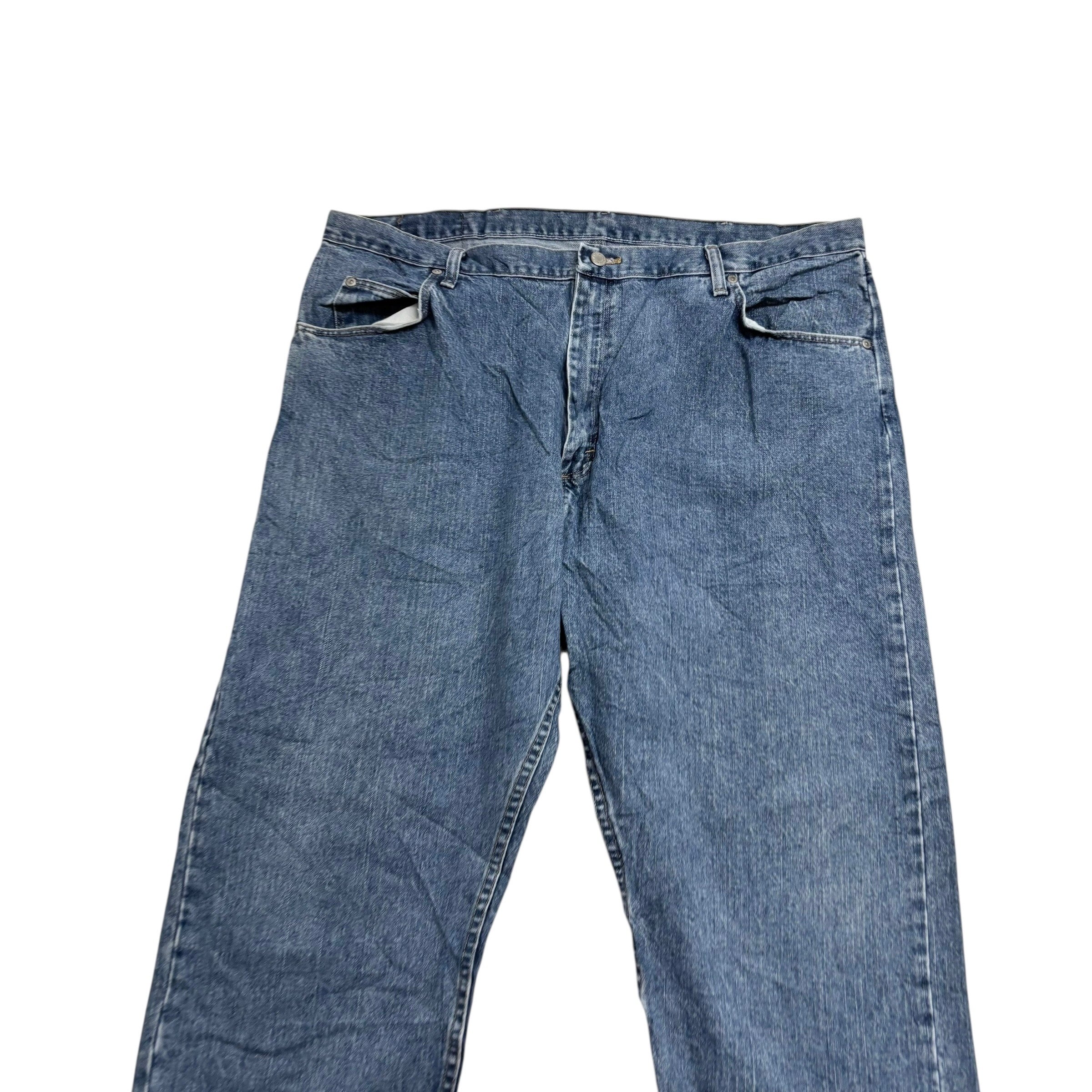 Wrangler Jeans W42 L30 Mens Mid Blue Relaxed Straight Fit Vintage Denim (E)