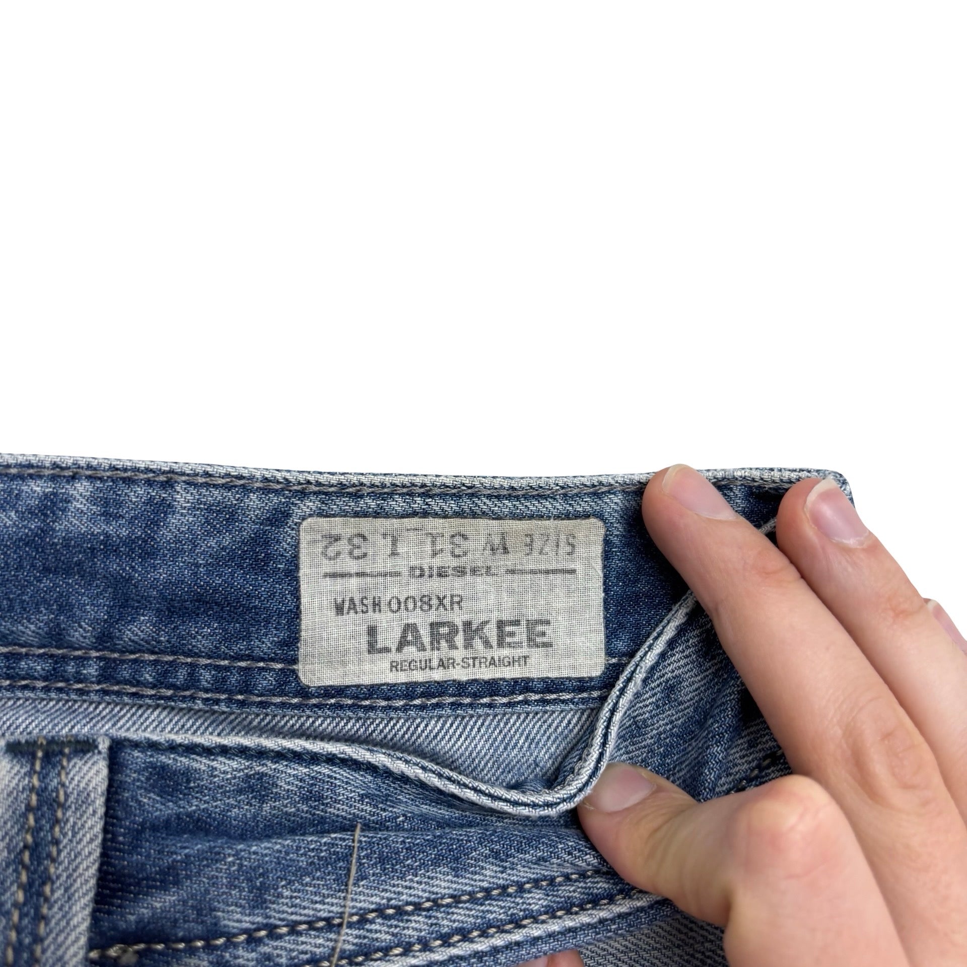 Diesel Larkee Jeans W32 L33 Mens Mid Blue Regular Straight Fit Denim