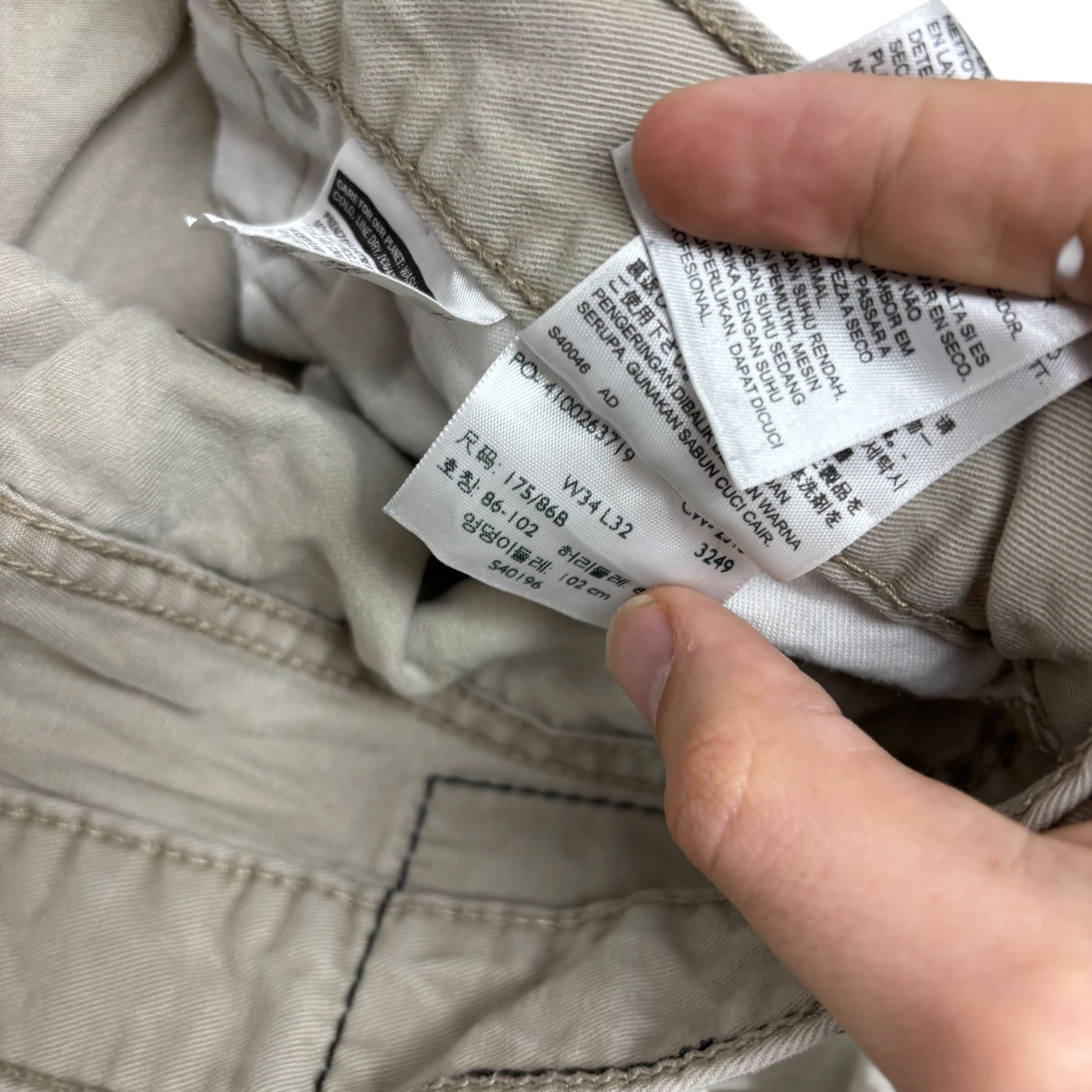 Levis 514 Trousers W34 L32 Mens Cream Regular Straight Fit Cotton Pants (E)