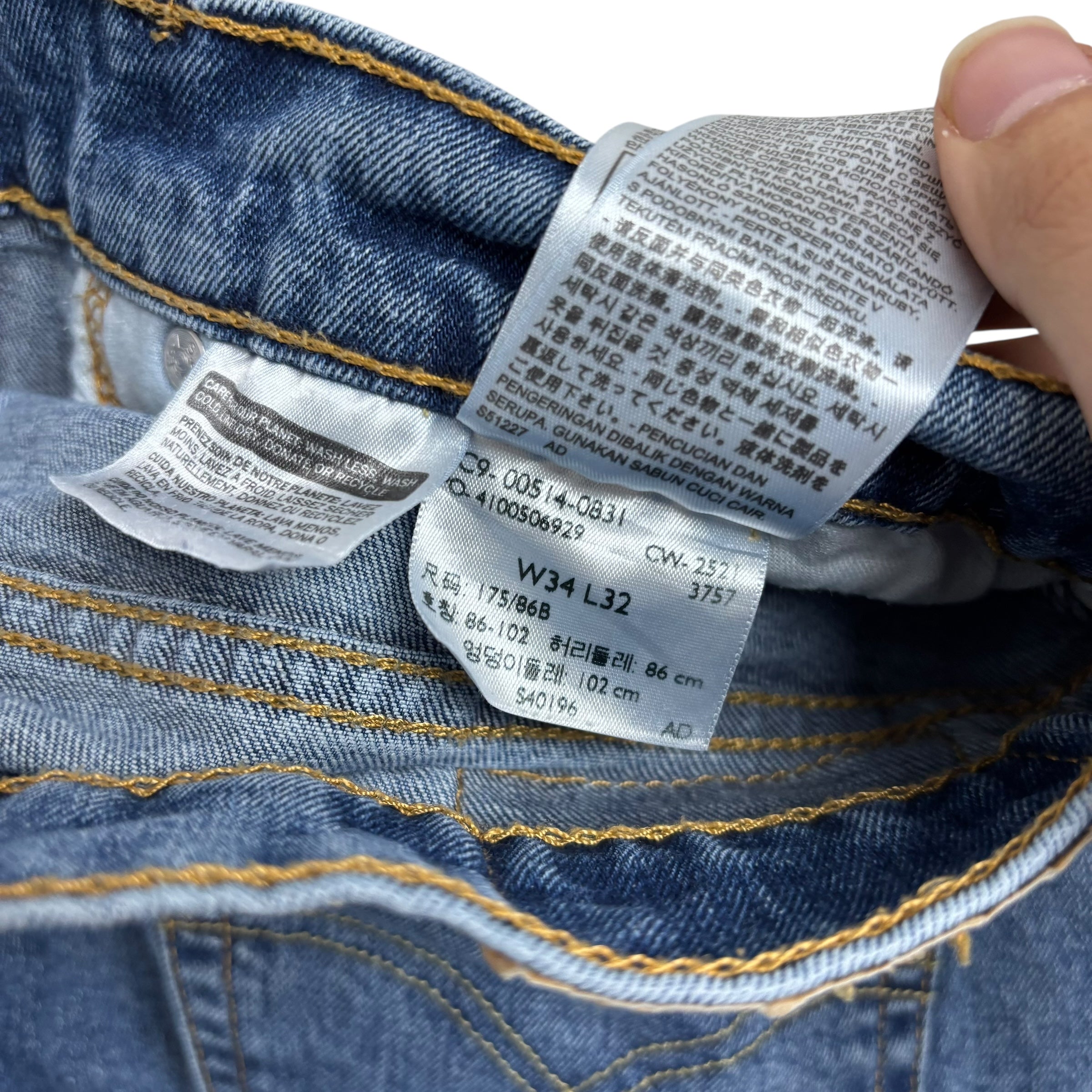 Levis 514 Jeans W34 L32 Mens Mid Blue Regular Straight Fit Stretch Denim