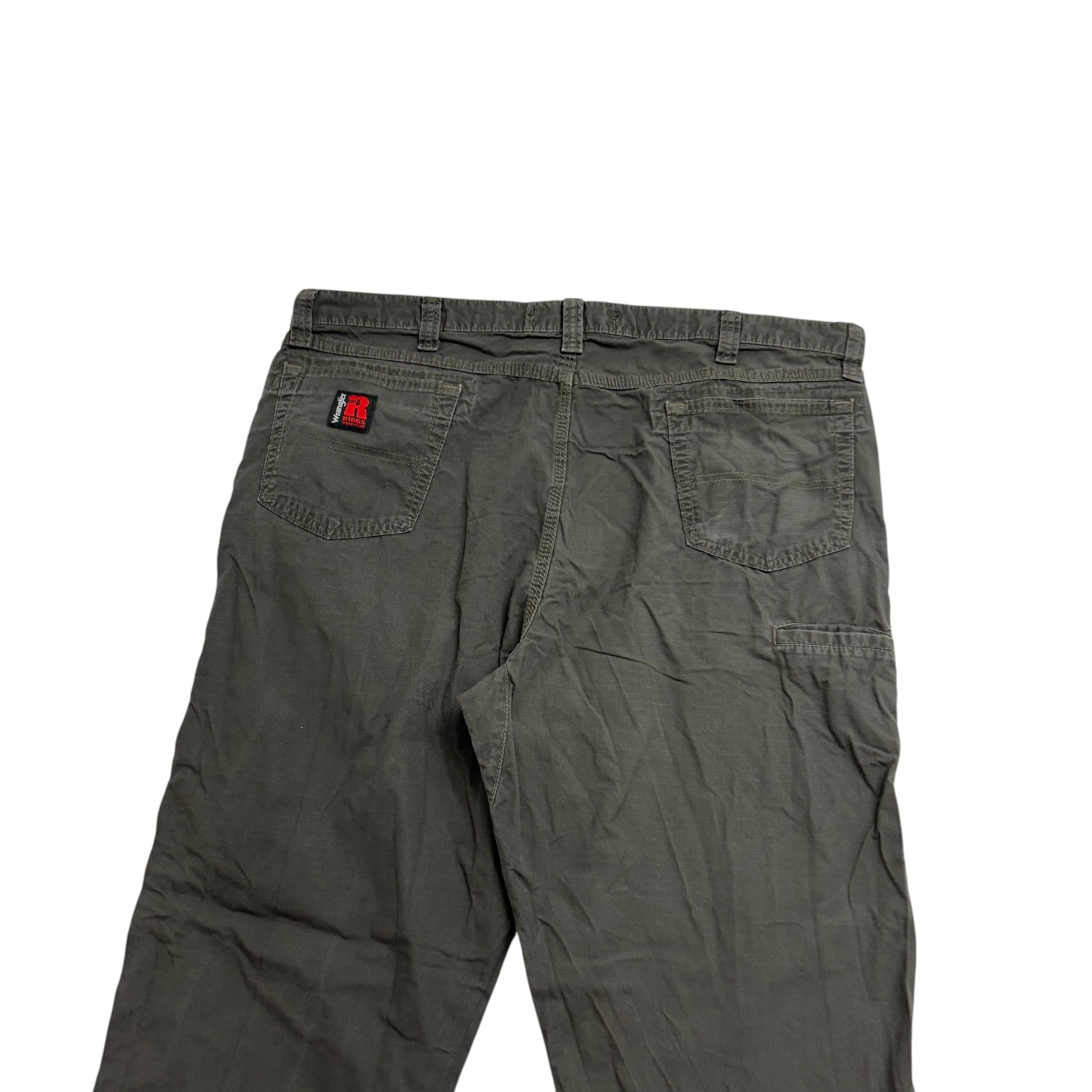 Wrangler Carpenter Pants W42 L32 Mens Green Relaxed Straight Fit Trousers