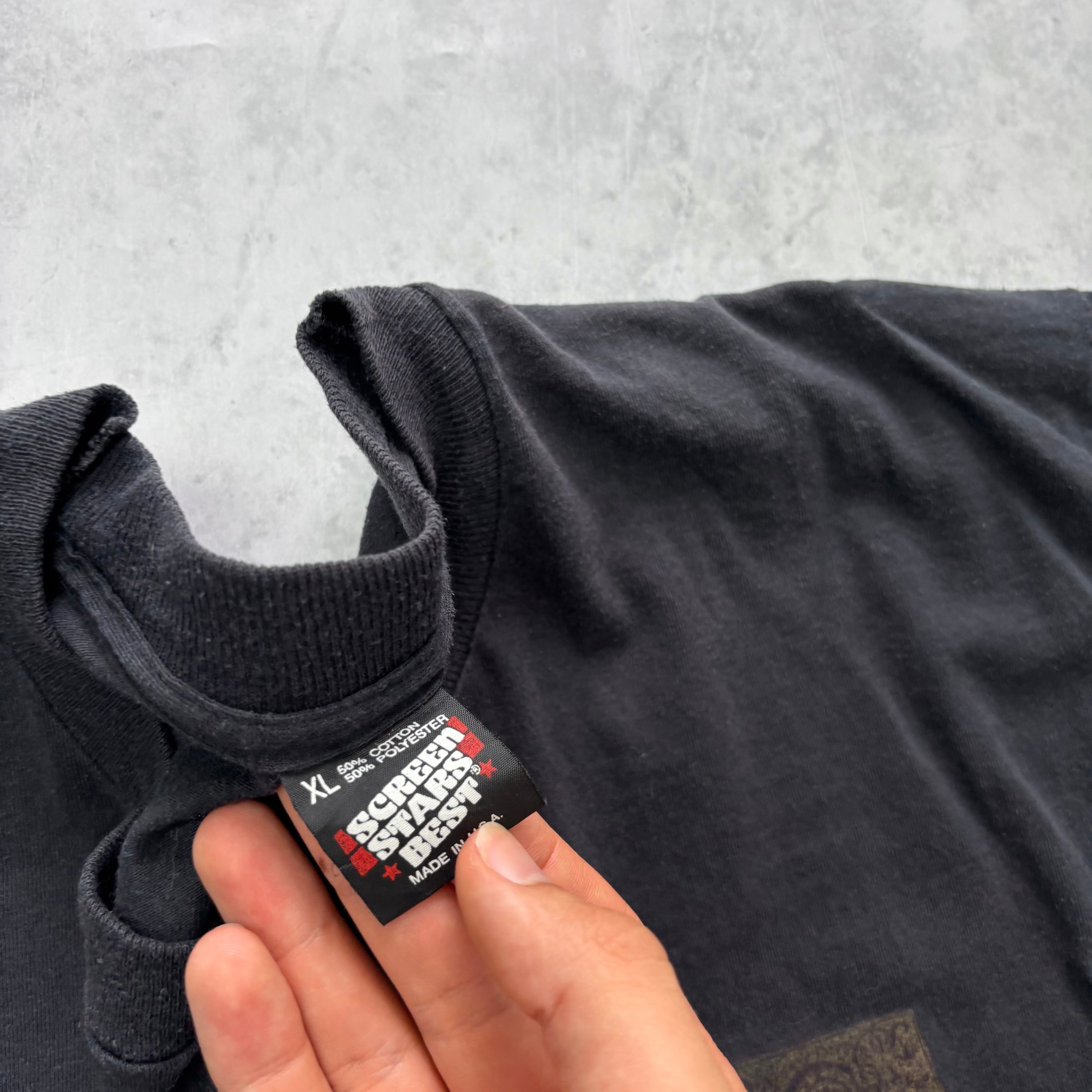 Vintage T Shirt Mens XL Black Single Stitch Graphic Print 90s USA Tourist (F)