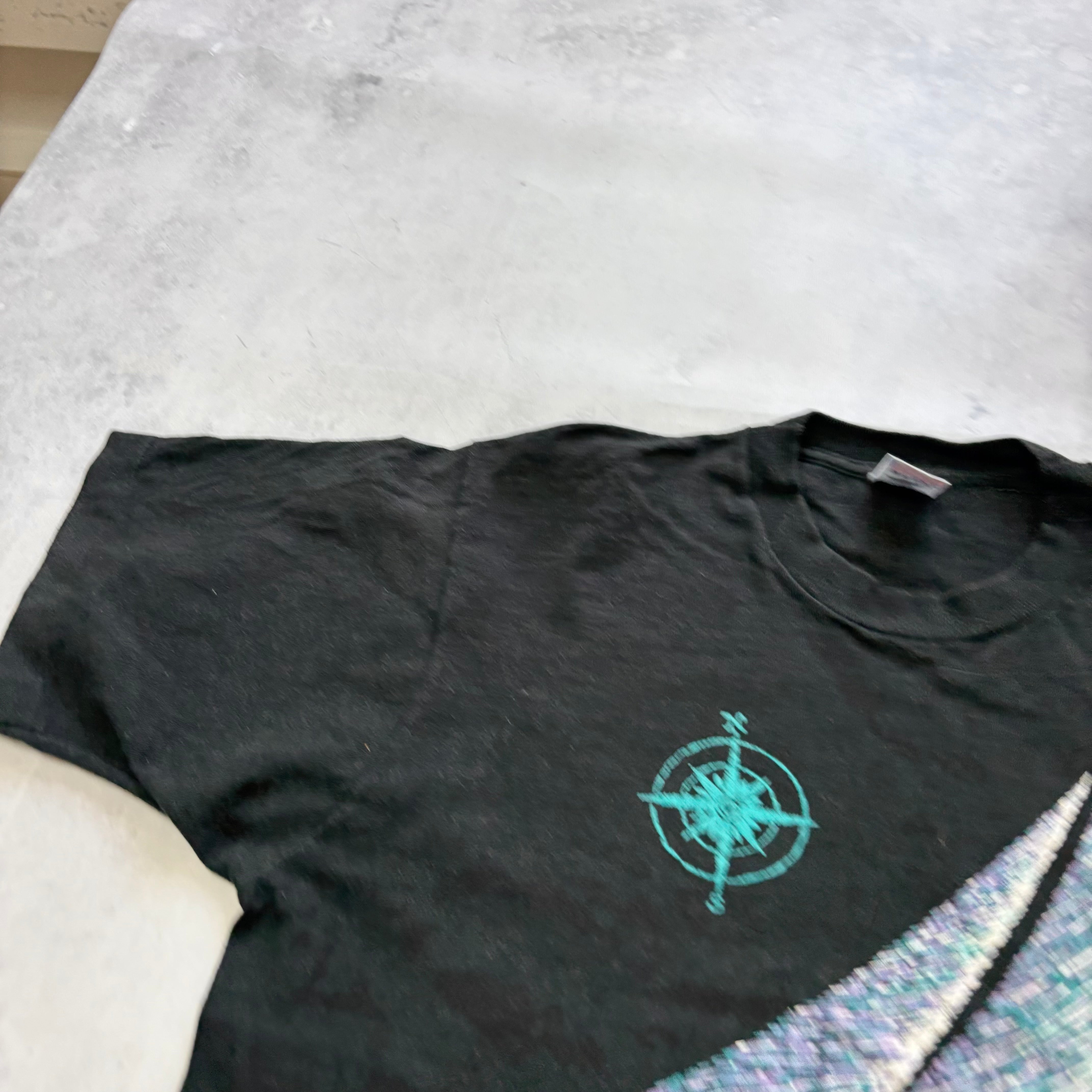 Vintage T Shirt Mens Large Black Single Stitch Graphic Print 90s USA Tourist