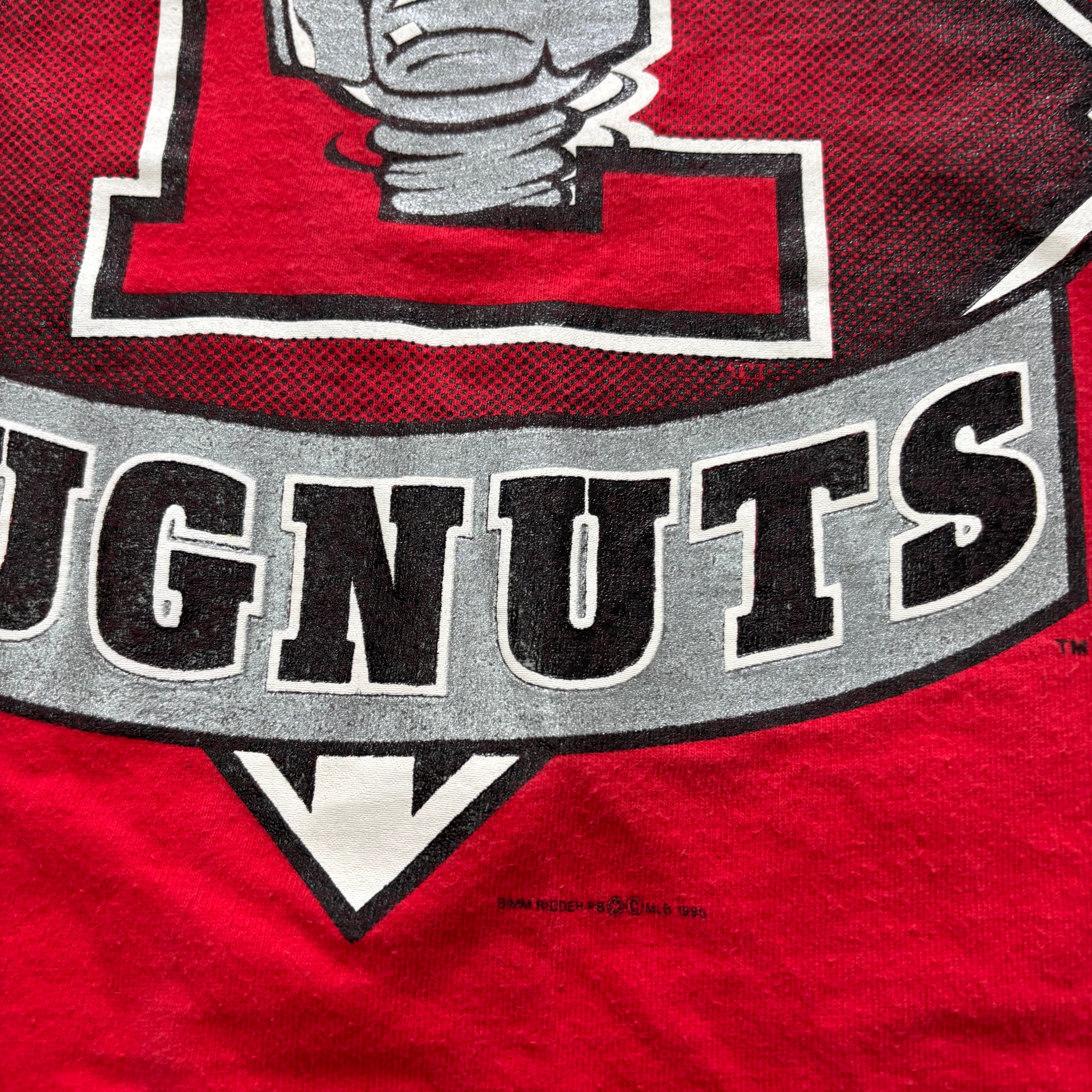 Vintage T Shirt Mens Large Red Single Stitch Graphic Print 90s USA College