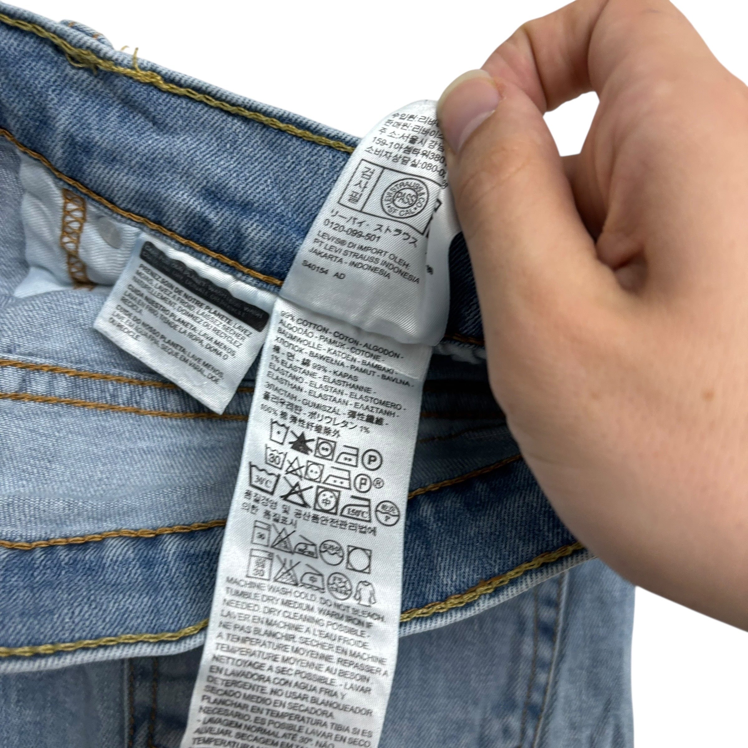 Levis 513 Jeans W34 L32 Mens Light Blue Slim Straight Fit Stretch Denim