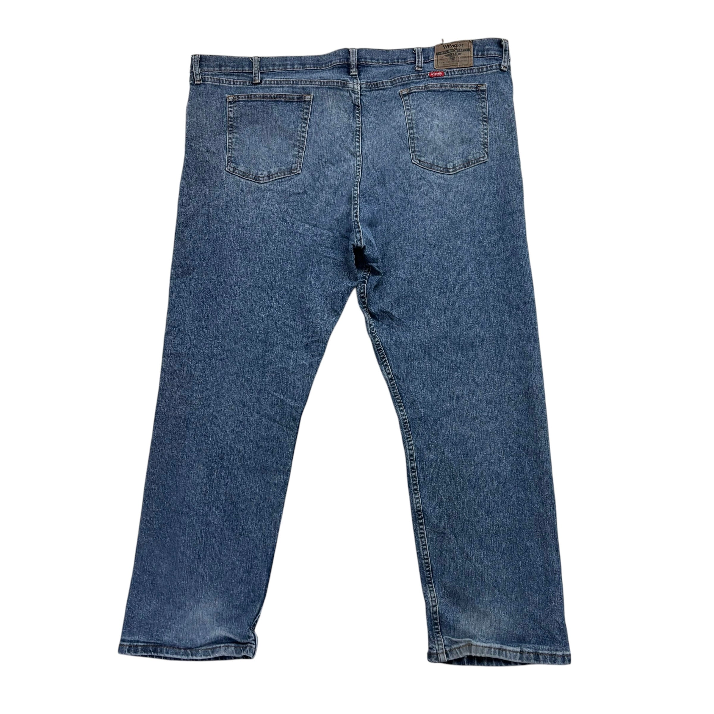 Wrangler Jeans W48 L30 Mens Mid Blue Relaxed Straight Fit Stretch Denim (F)