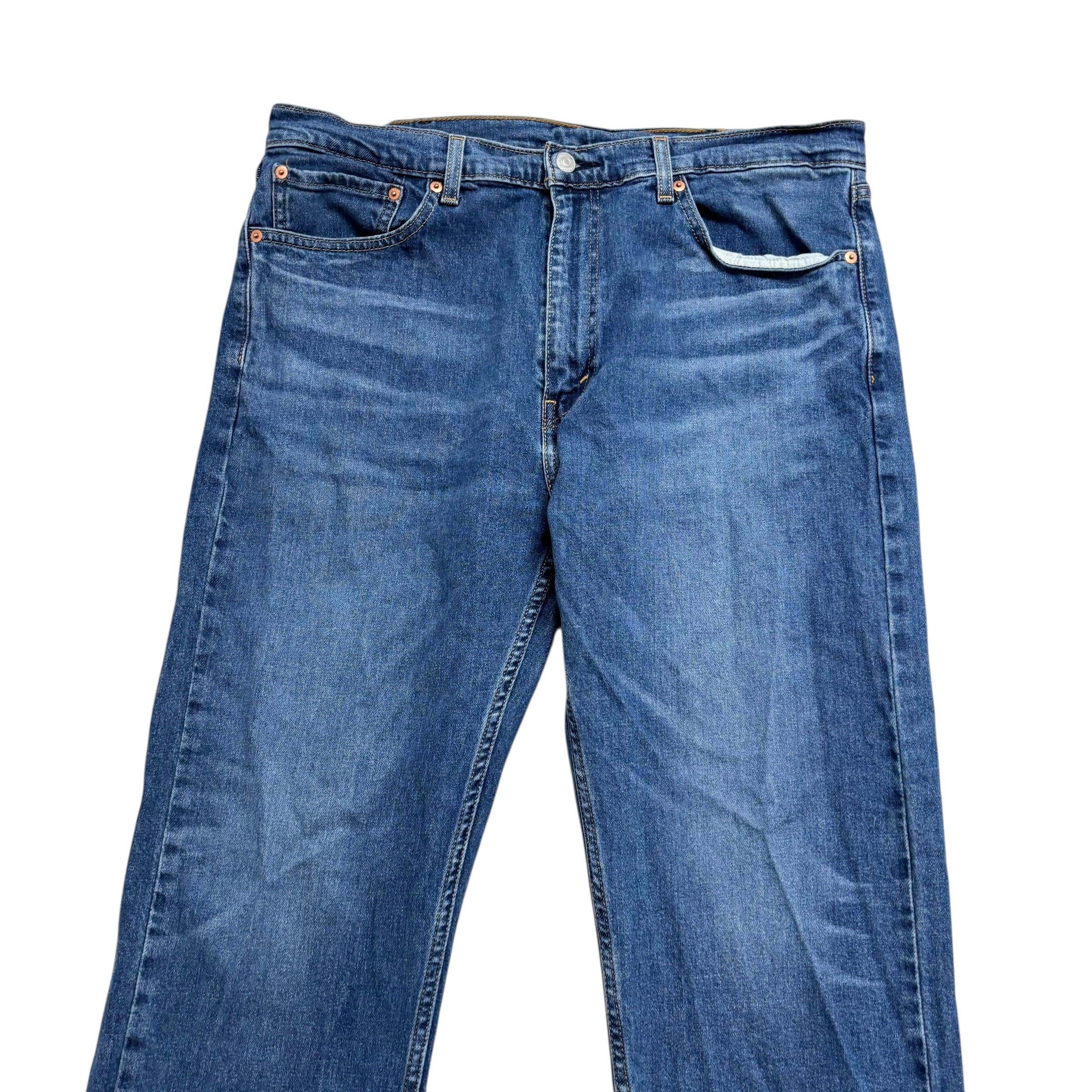 Levis 505 Jeans W38 L30 Mens Mid Blue Regular Straight Fit Stretch Denim (E)