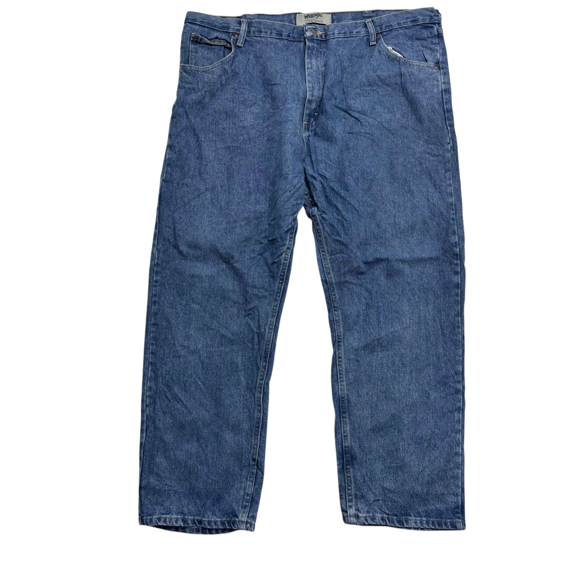 Wrangler Jeans W42 L30 Mens Mid Blue Relaxed Straight Fit Denim (E)