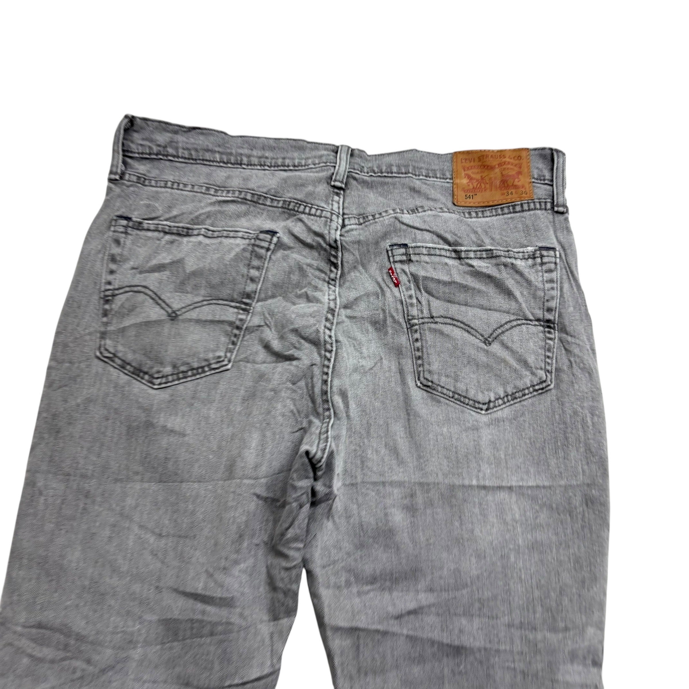 Levis 541 Jeans W34 L30 Mens Grey Athletic Tapered Fit Stretch Denim (E)