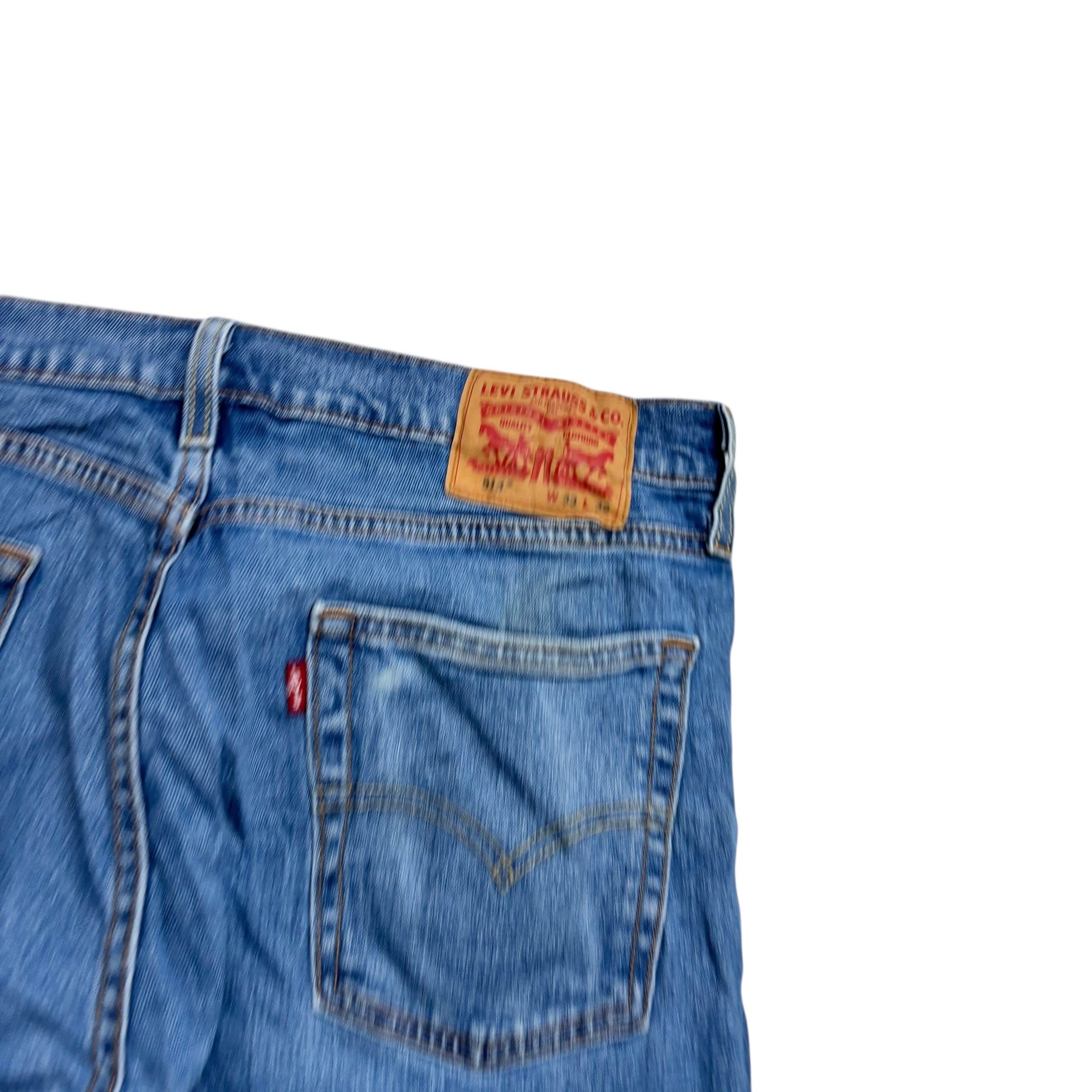 Levis 513 Jeans W33 L32 Mens Mid Blue Slim Straight Fit Stretch Denim (F)