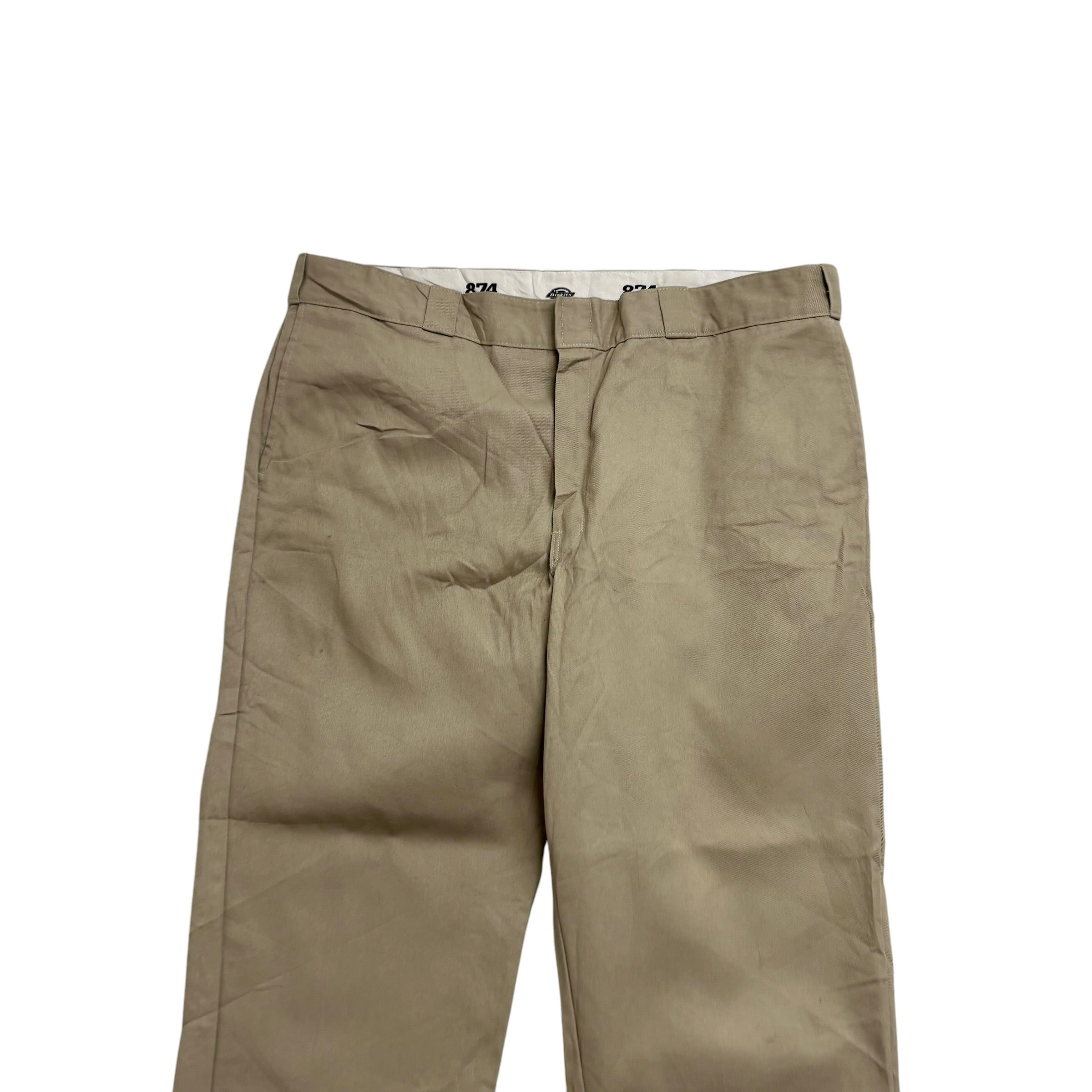 Dickies 874 Trousers W42 L29 Mens Beige Pants Original Straight Fit Workwear