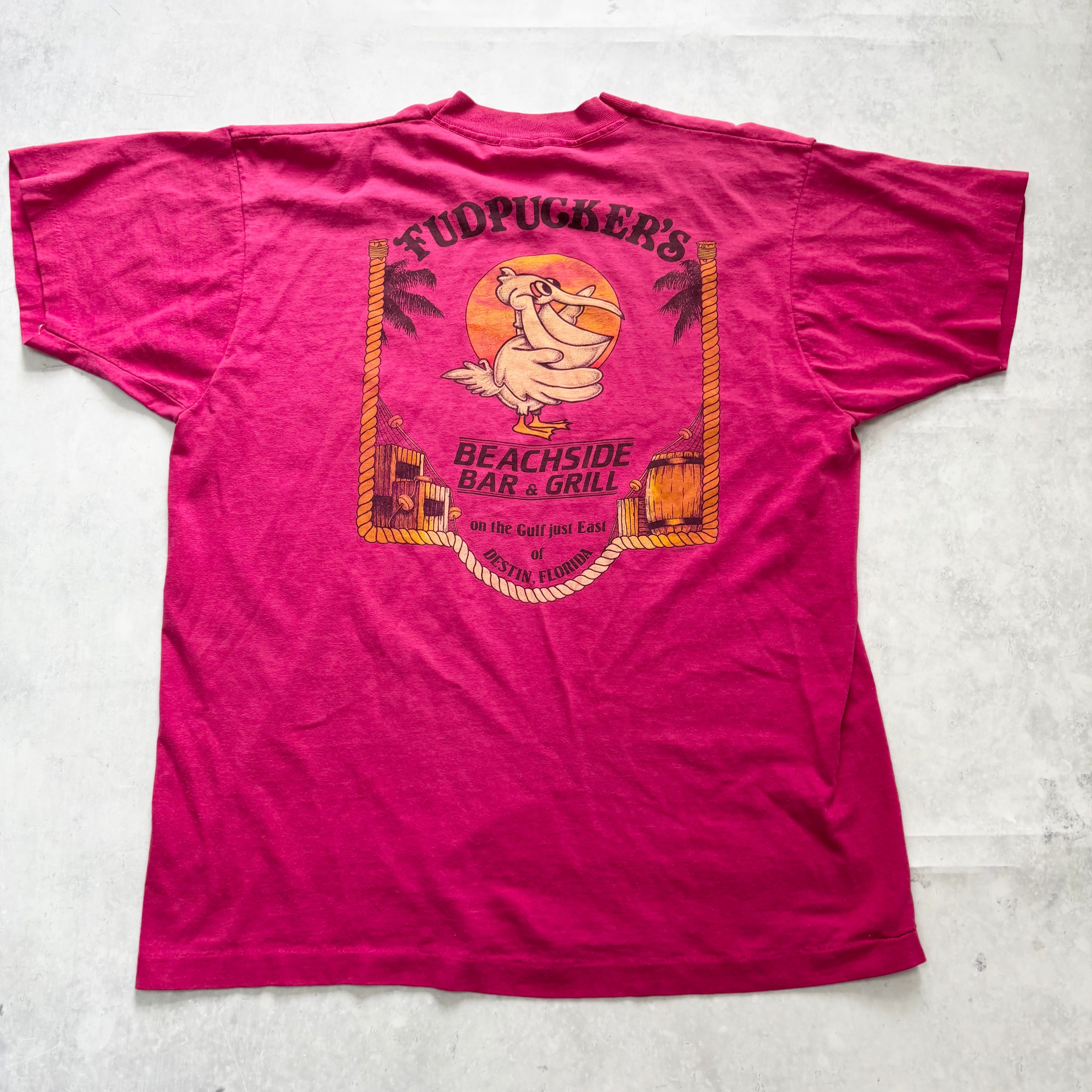 Vintage T Shirt Mens Large Pink Single Stitch Graphic Print 90s USA