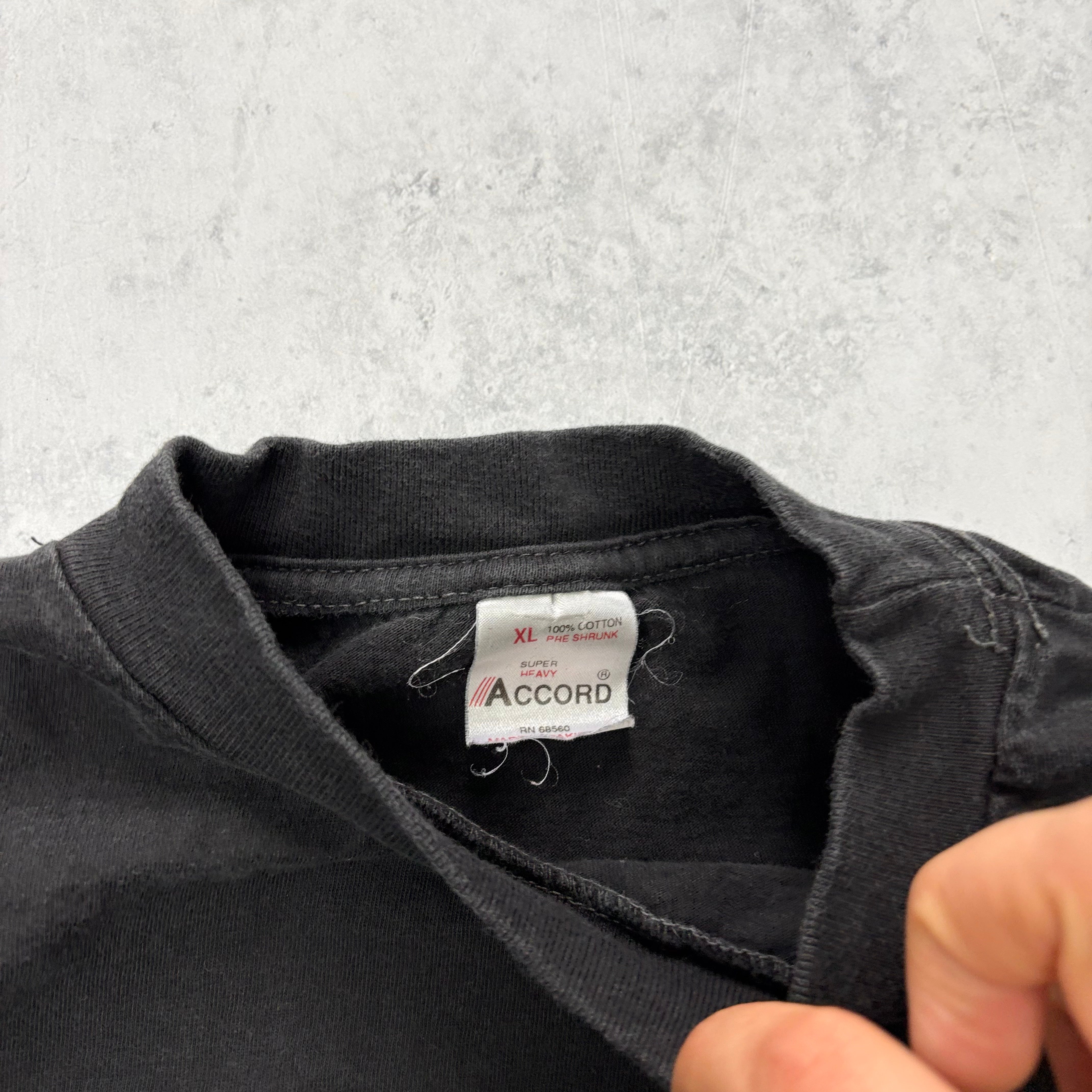 Vintage T Shirt Mens Large Black Single Stitch Graphic Print 90s Tequilla