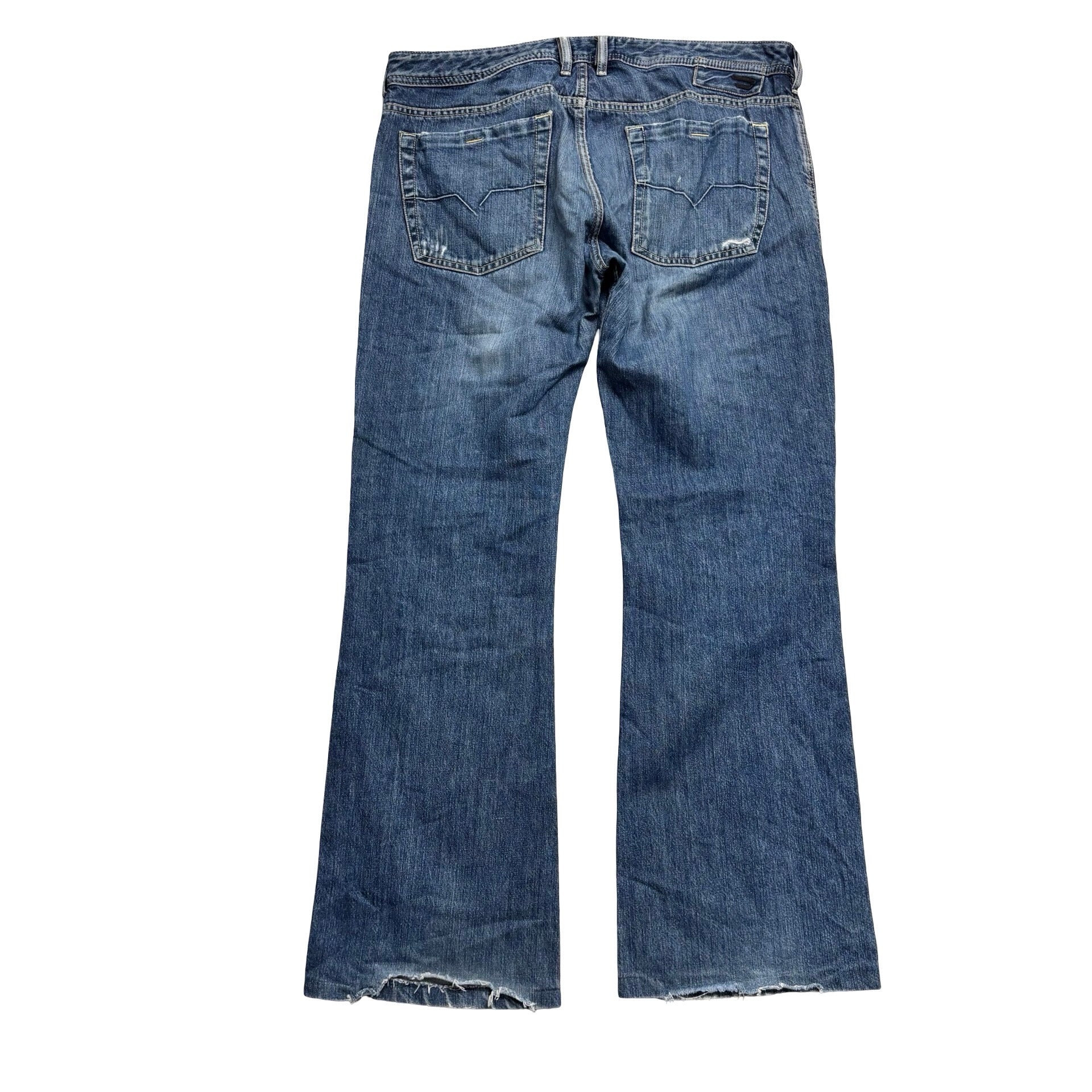 Diesel Zathan Jeans W36 L32 Mens Mid Blue Regular Bootcut Fit Denim (F)