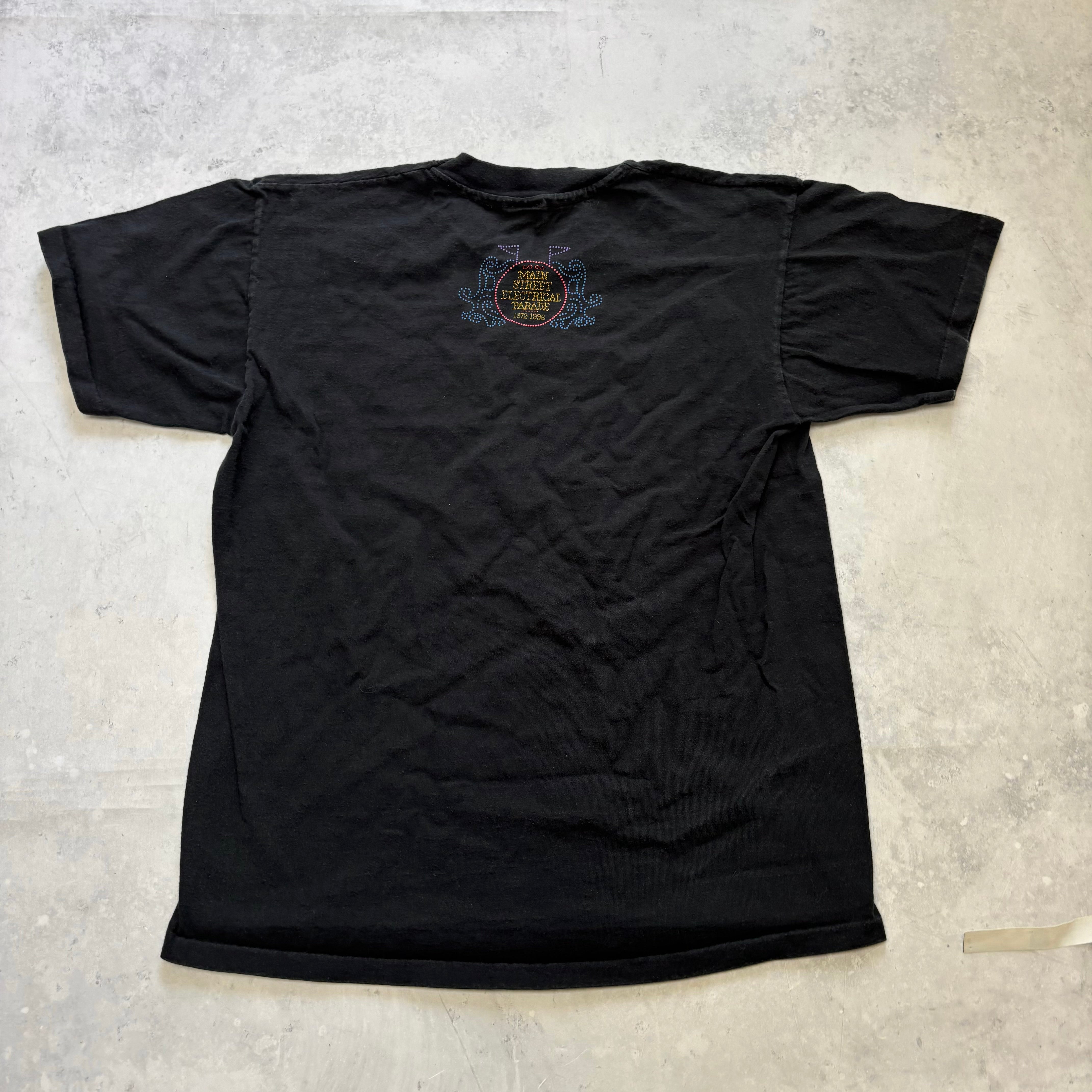Vintage T Shirt Mens Medium Black Single Stitch Graphic Print 90s USA Disney (E)