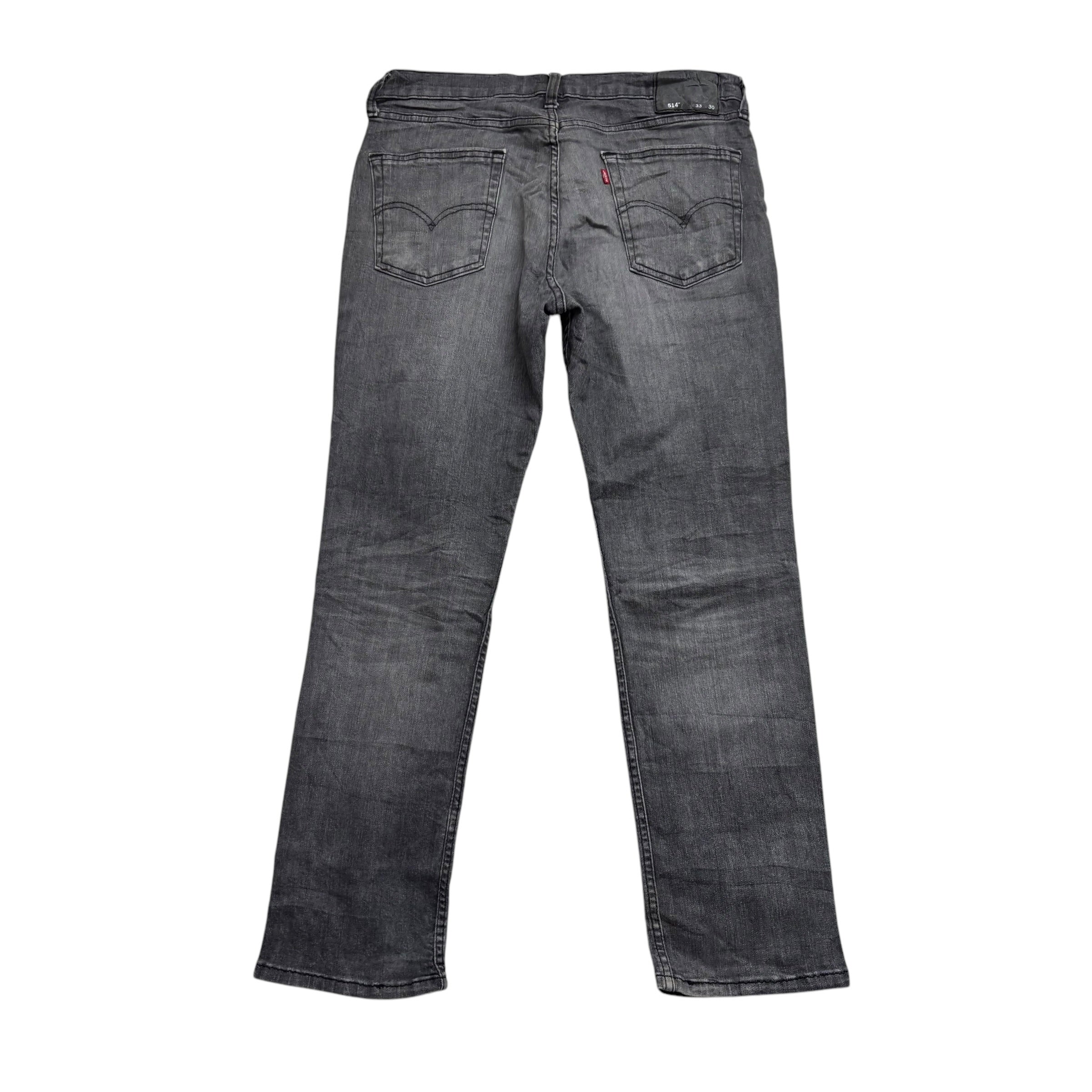 Levis 514 Jeans W34 L30 Mens Grey Regular Straight Fit Stretch Denim (E)