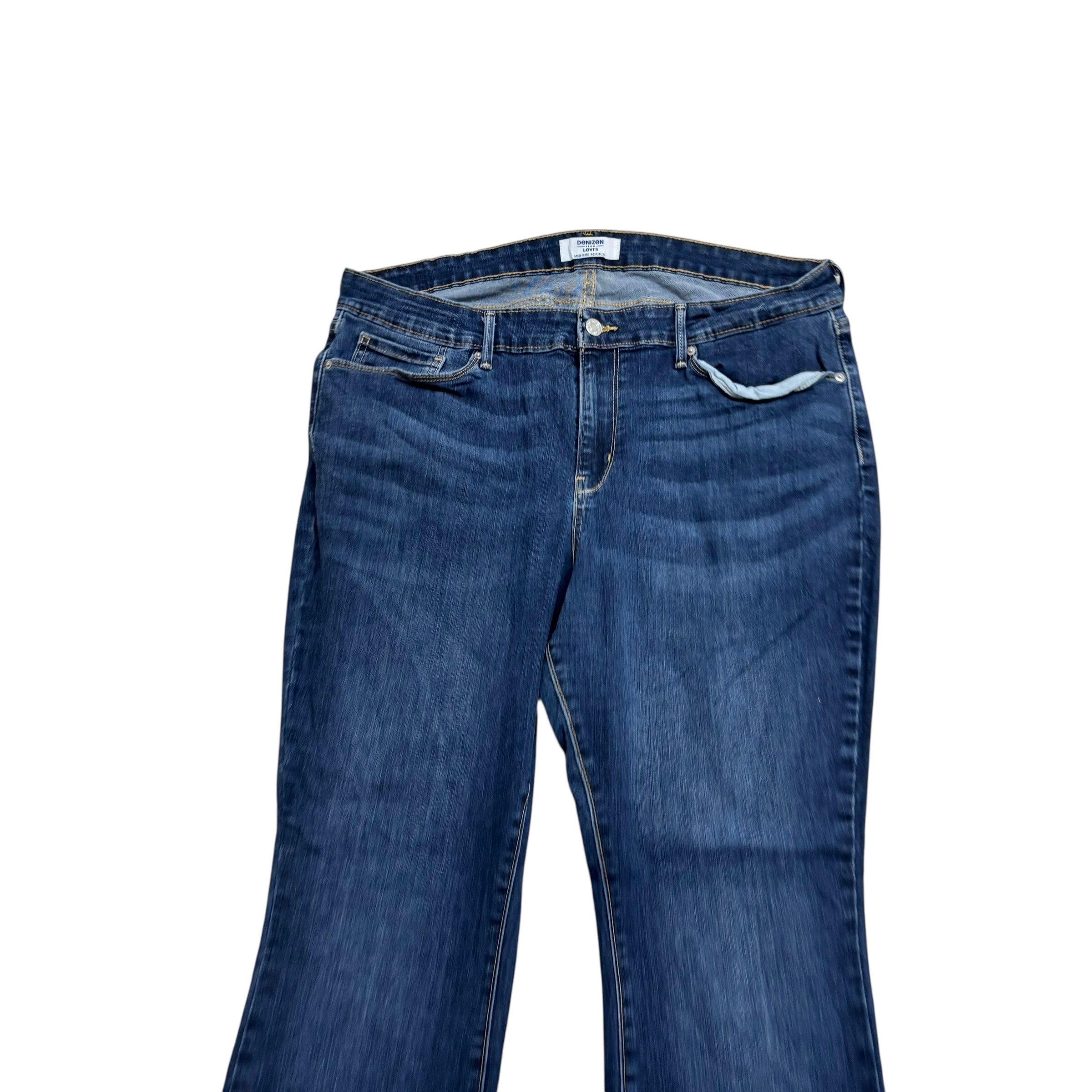 Levis Denizen Jeans W34 L32 Womens Mid Rise Bootcut Dark Blue Stretch (E)