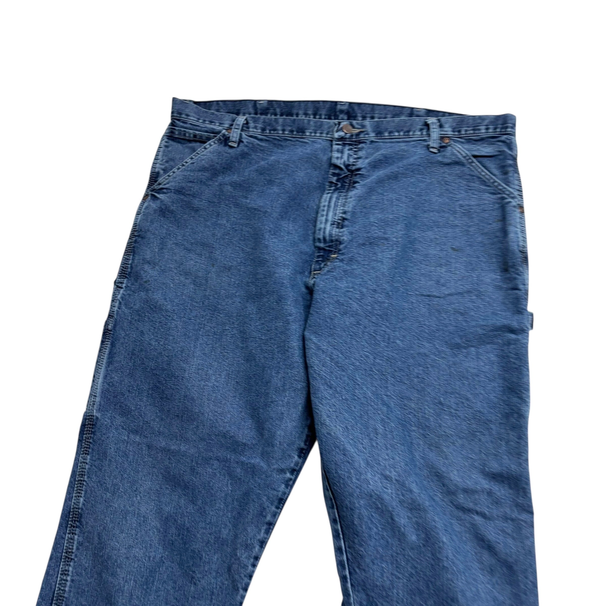 Wrangler Carpenter Jeans W42 L32 Mens Mid Blue Relaxed Straight Fit Denim (F)