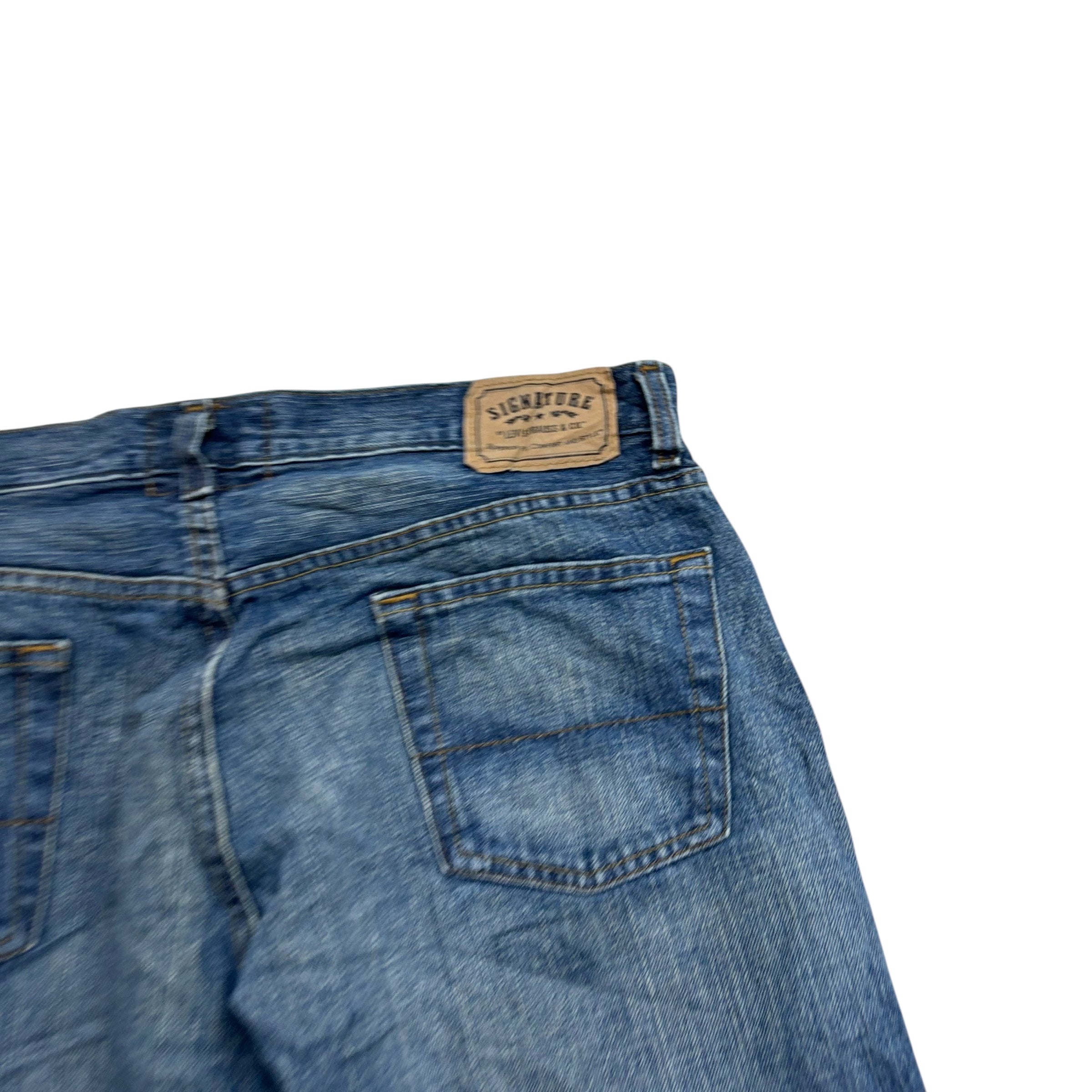 Levis Signature Jeans W36 L30 Mens Mid Blue Regular Straight Vintage Denim (E)