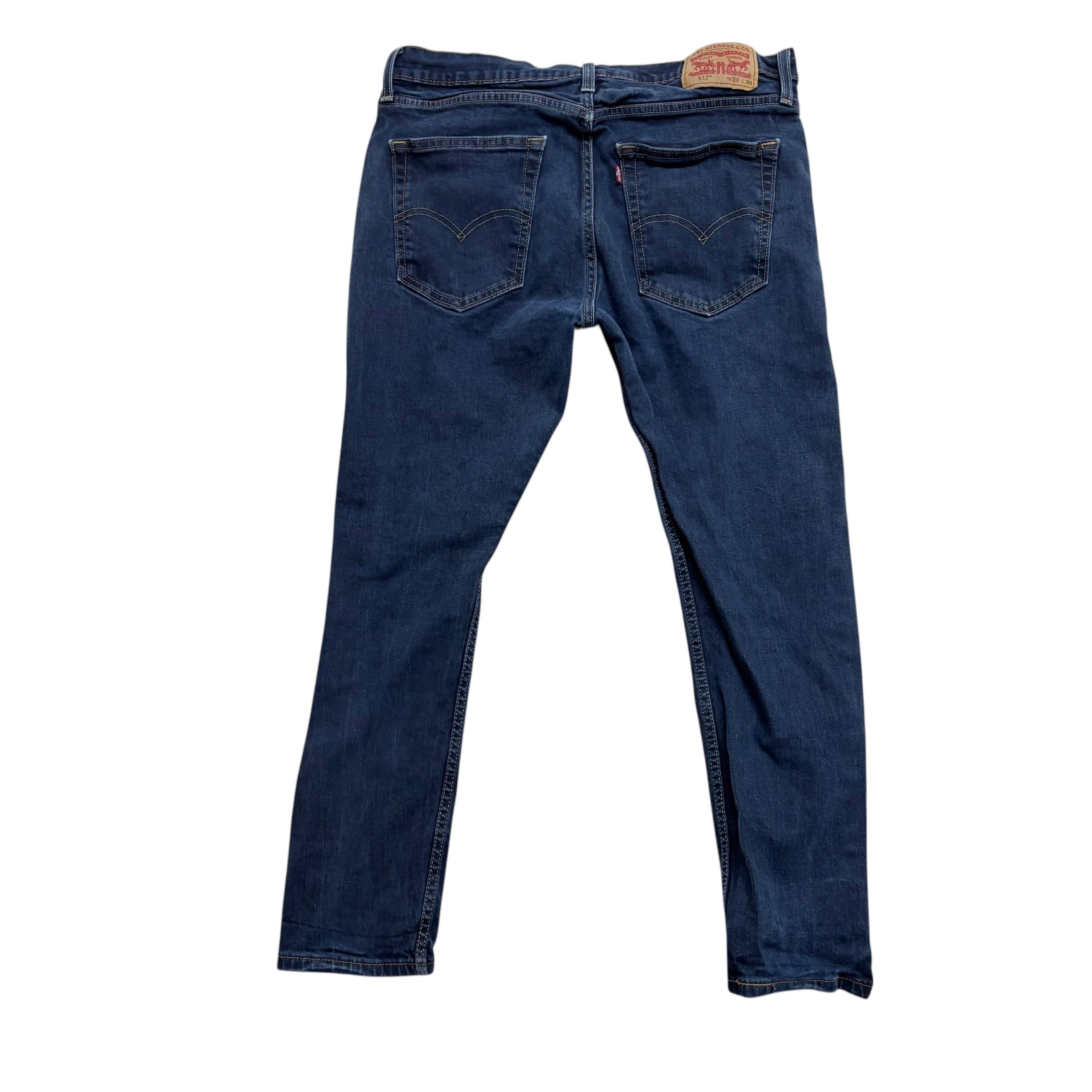 Levis 512 Jeans W34 L28 Mens Dark Blue Slim Tapered Fit Stretch Denim