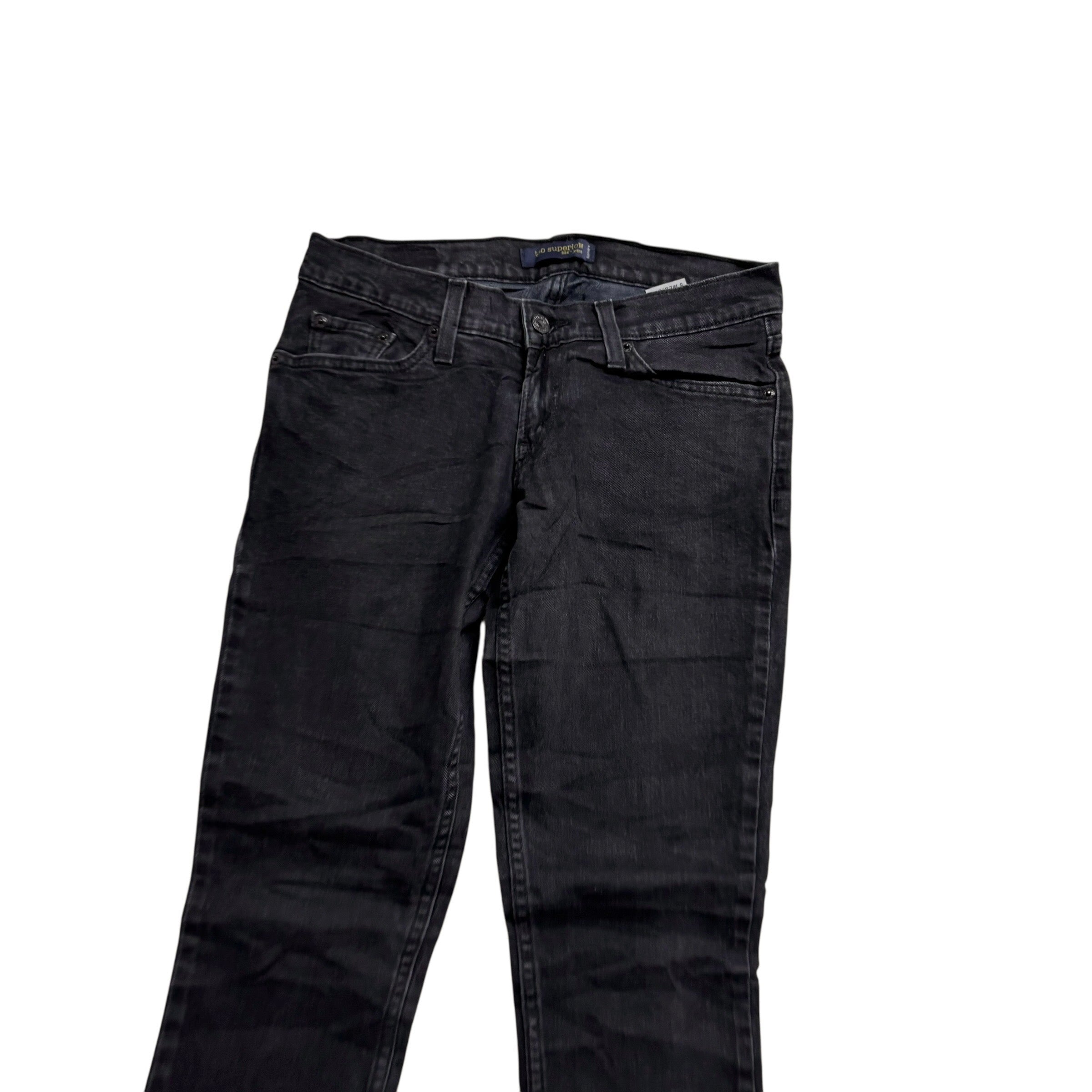 Levis 524 Jeans W29 L32 Womens Black Superlow Slim Fit Stretch Denim