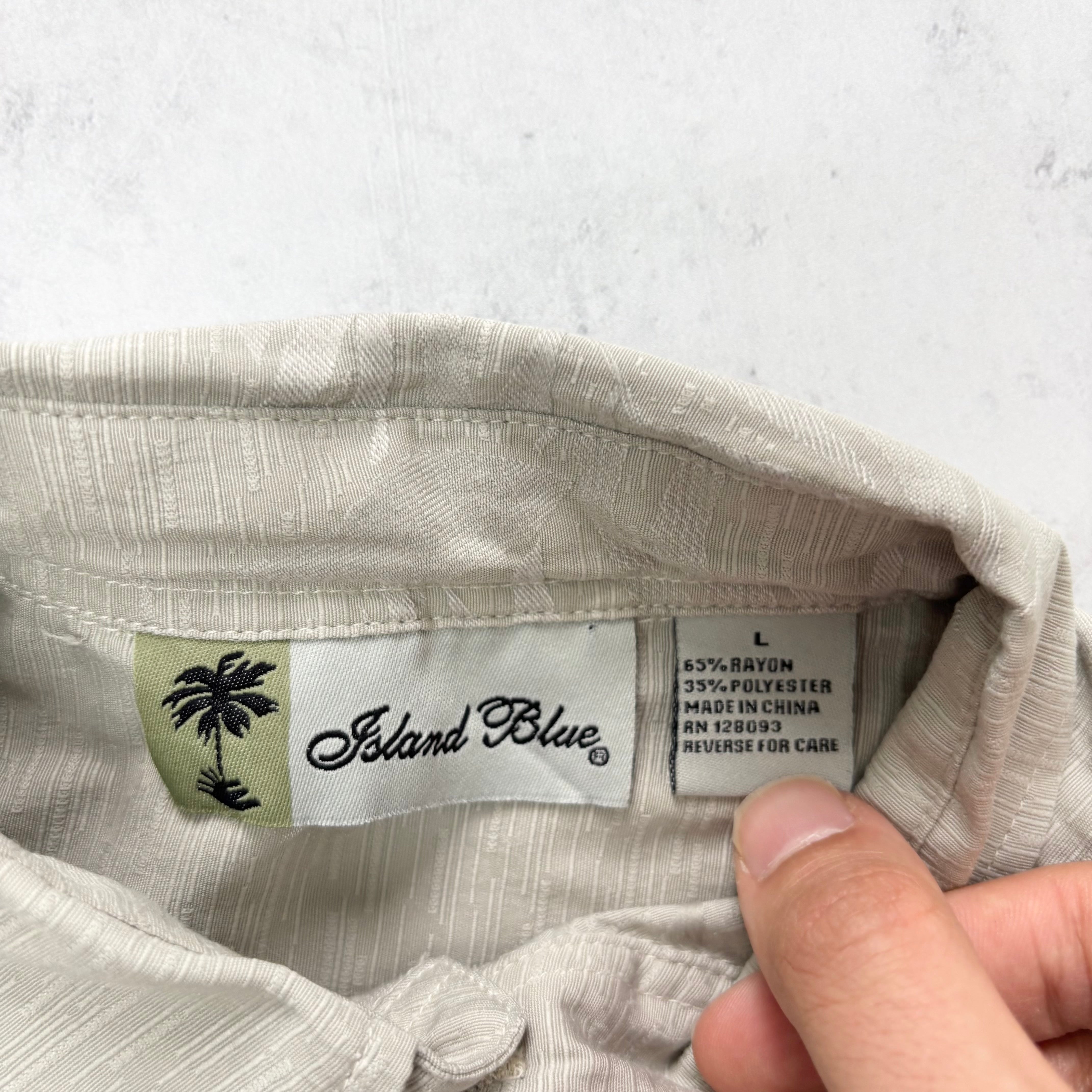 Vintage Hawaiian Shirt Mens Large Grey Floral Aloha Short Sleeve Rayon (E)