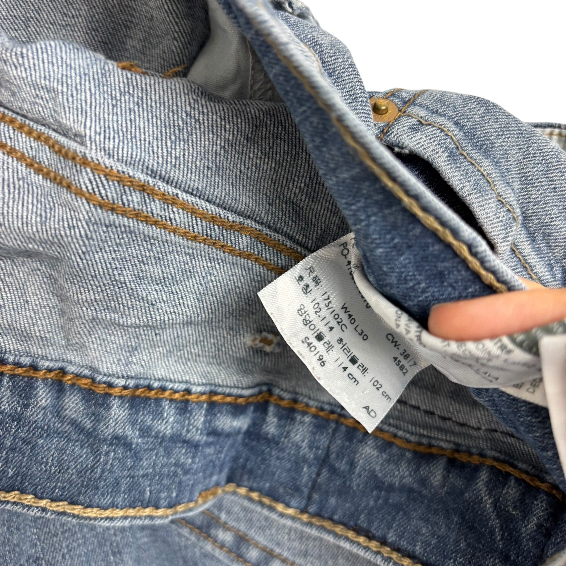 Levis Denizen Jeans W40 L30 Mens Mid Blue Relaxed Straight Fit Stretch Denim