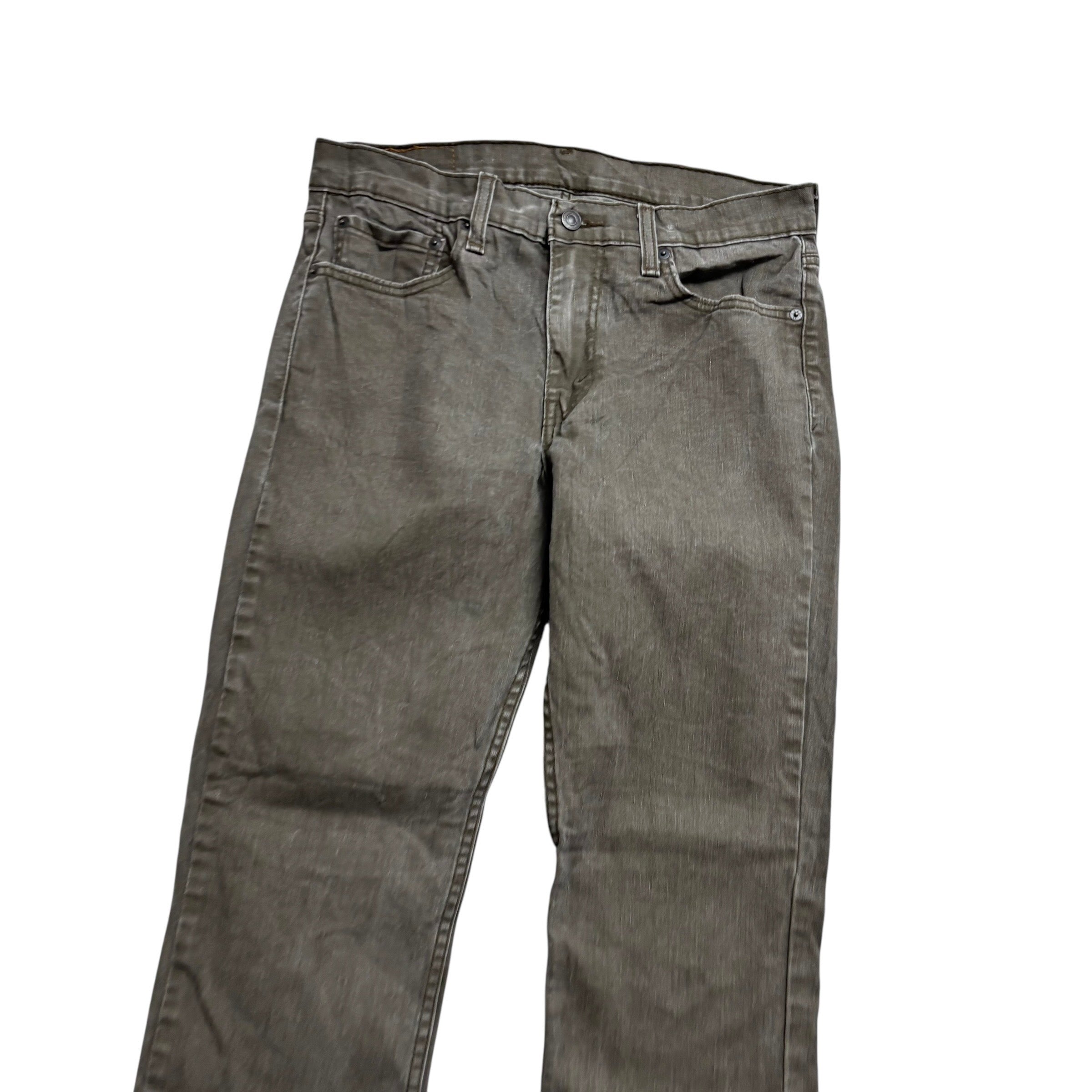 Levis 511 Jeans W32 L32 Mens Waxed Olive Green Slim Fit Stretch Denim (E)