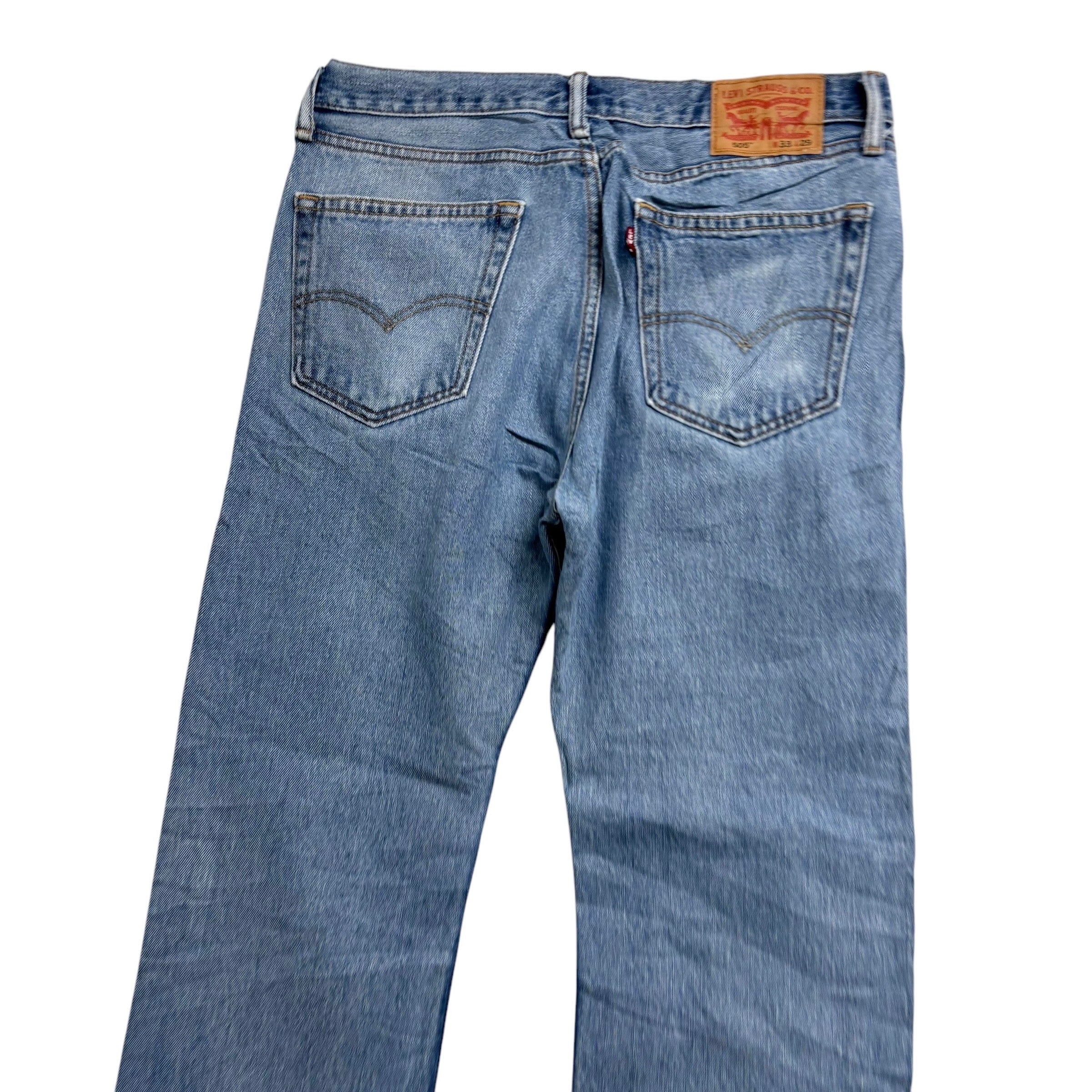 Levis 505 Jeans W33 L29 Mens Light Blue Regular Straight Fit Denim