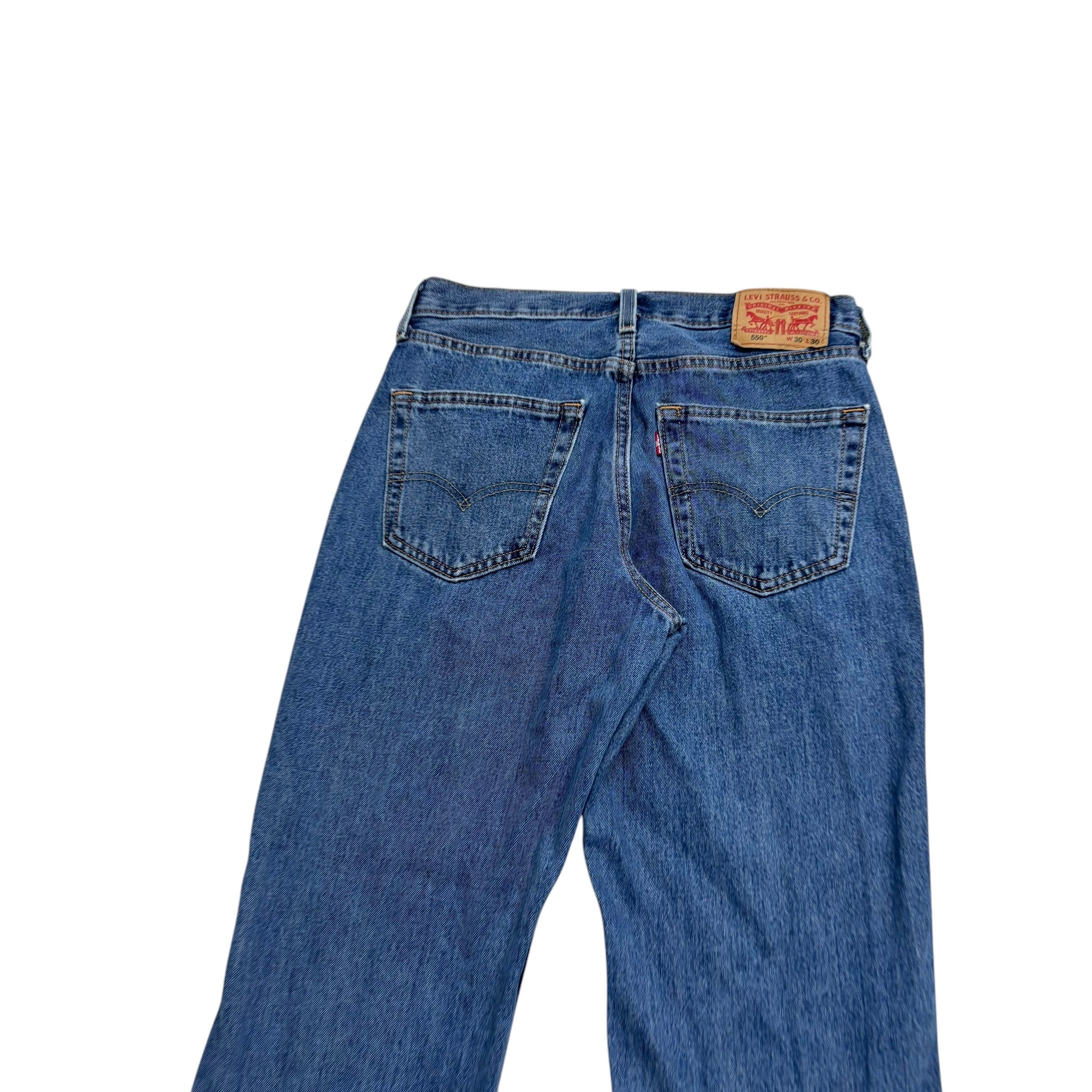 Levis 550 Jeans W30 L30 Mens Mid Blue Relaxed Straight Fit Denim (E)