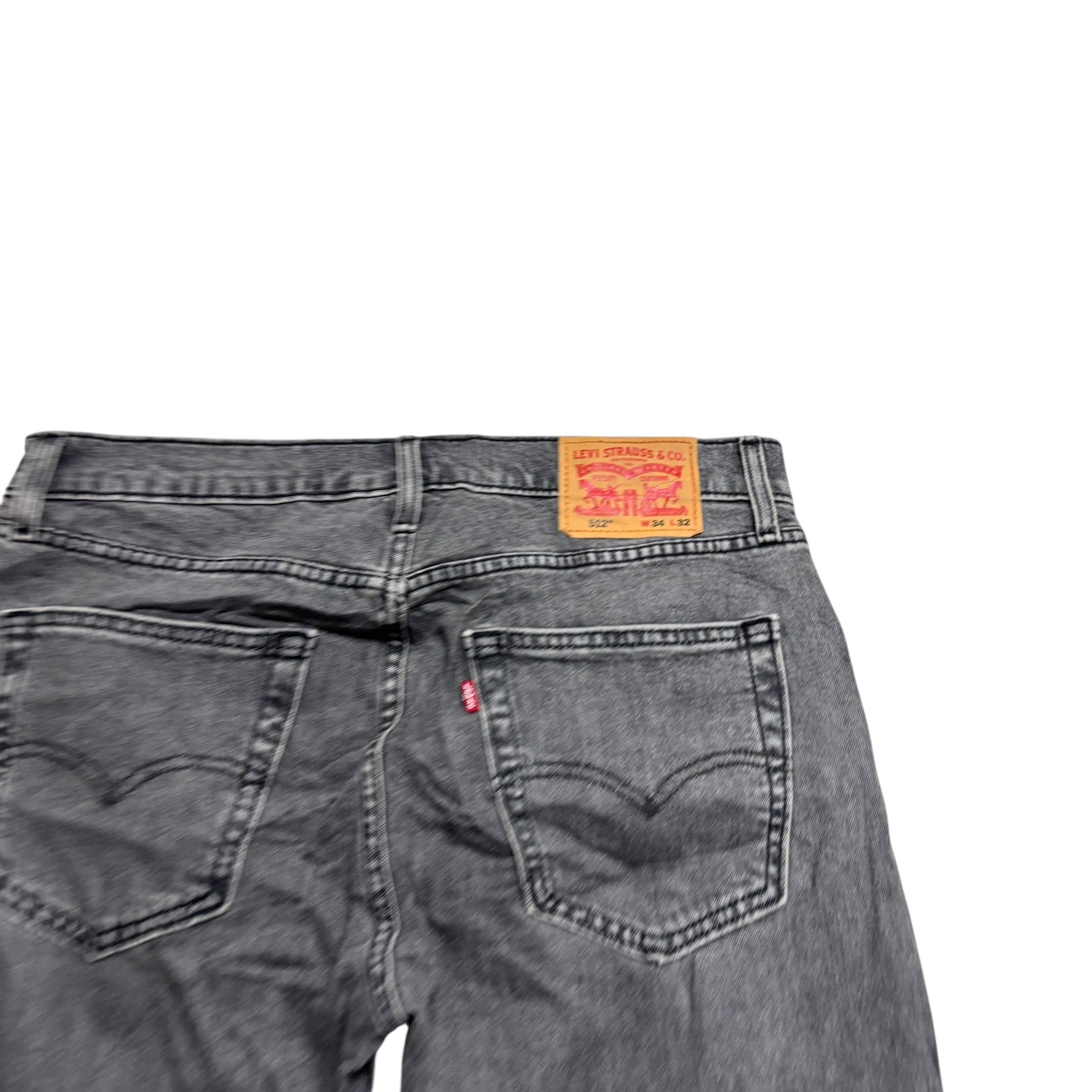 Levis 512 Jeans W34 L32 Mens Grey Slim Tapered Fit Stretch Denim (E)