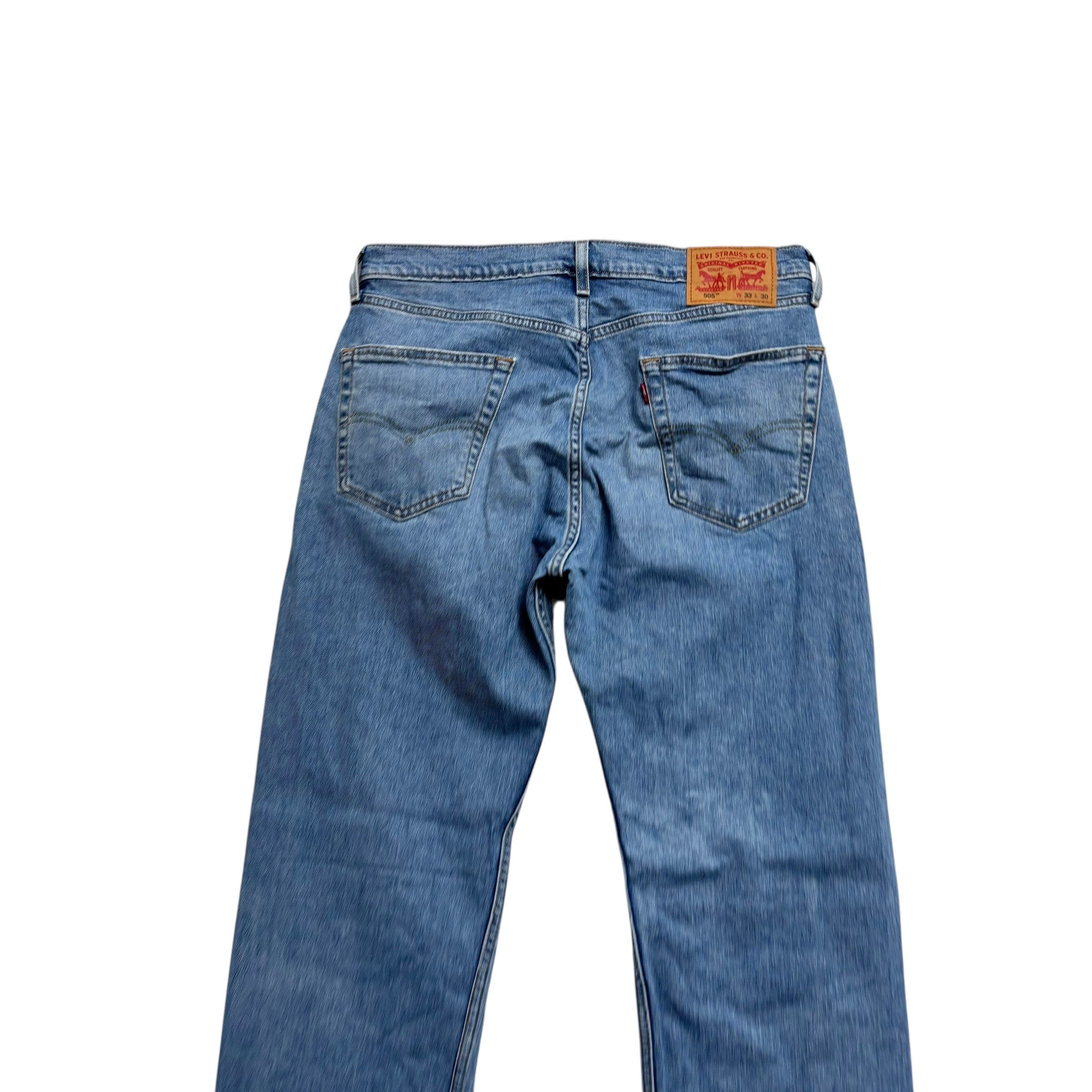 Levis 505 Jeans W33 L30 Mens Light Blue Regular Straight Fit Stretch Denim