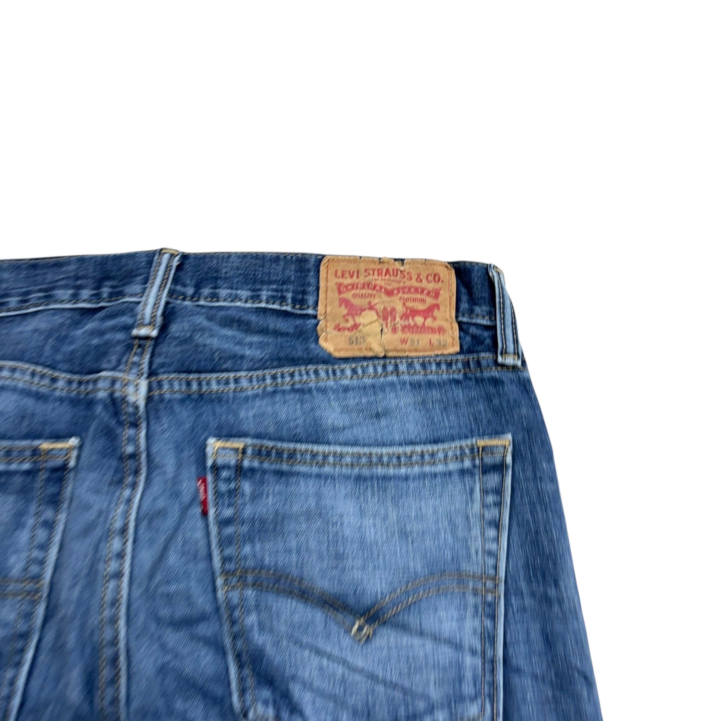 Levis 513 Jeans W31 L32 Mens Mid Blue Slim Straight Fit Denim (E)