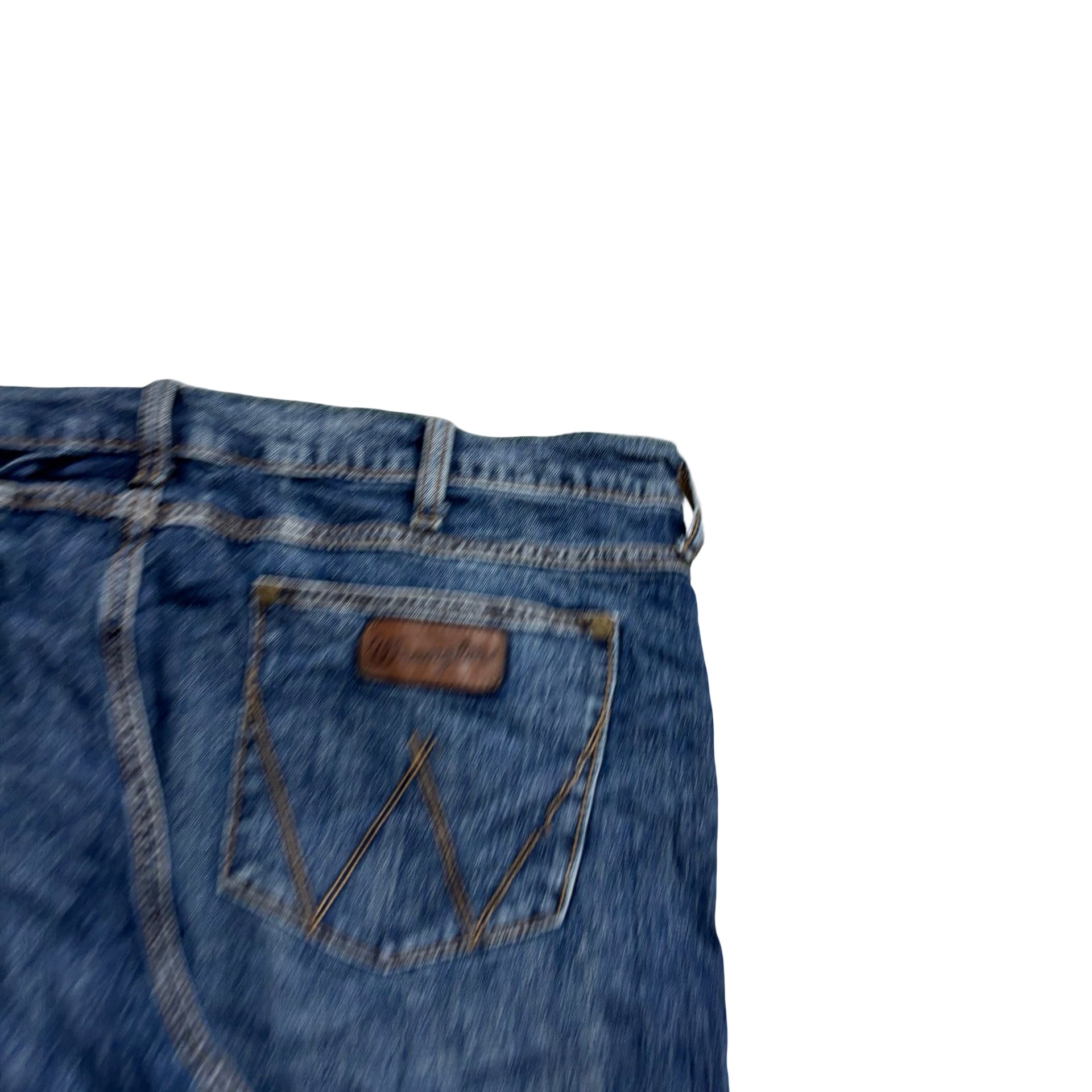 Wrangler Jeans W42 L32 Mens Dark Blue Regular Straight Fit Stretch Denim (E)