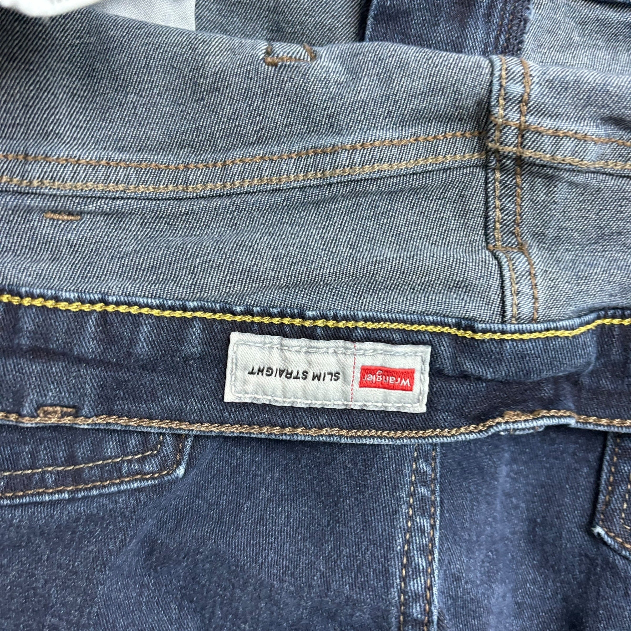 Wrangler Jeans W40 L30 Mens Dark Blue Slim Straight Fit Stretch Denim (E)