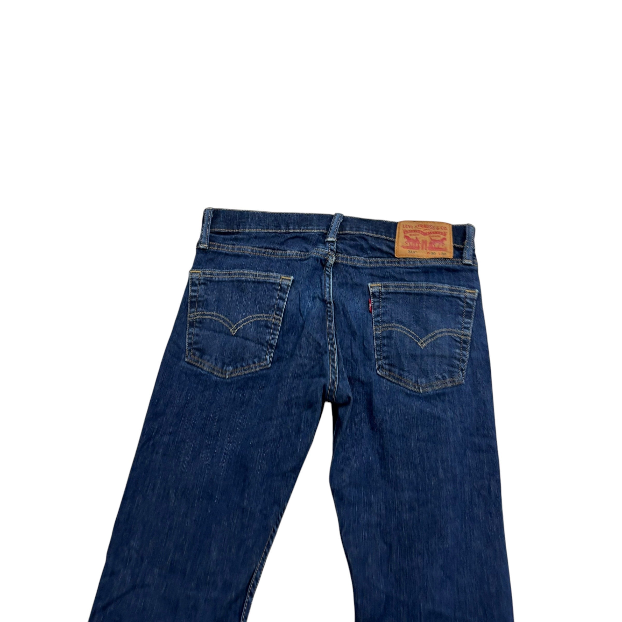 Levis 513 Jeans W30 L31 Mens Dark Blue Slim Straight Fit Stretch Denim (E)